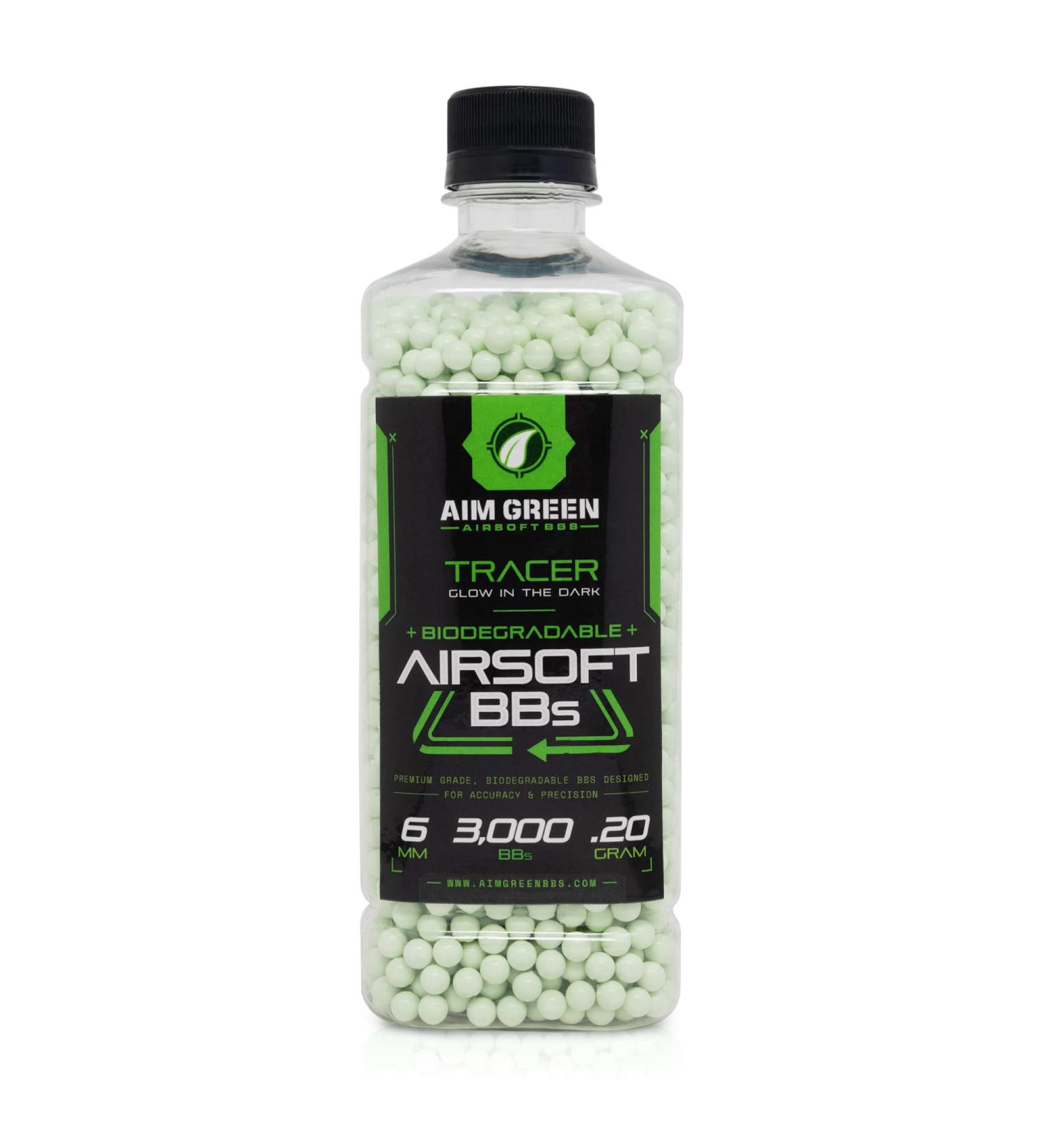 Green Tracer Biodegradable Airsoft BBS - 3000 Glow-in-The-Dark 0.2g BBs - Buy Online on SooperMarket.com