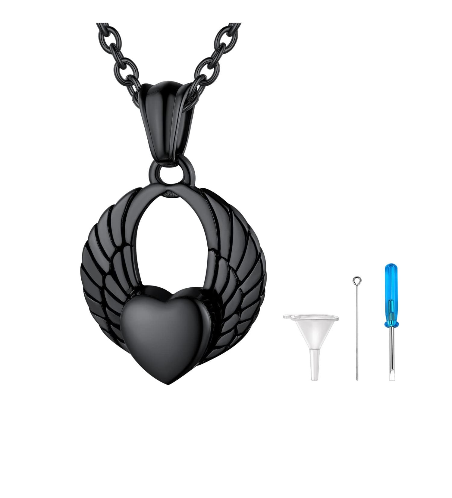 U7 Women's Cremation Urn Necklace - Celtic Knot & Wing Design - Stainless Steel Pendant for Ashes - Memorial Jewelry - Buy Online on SooperMarket.com