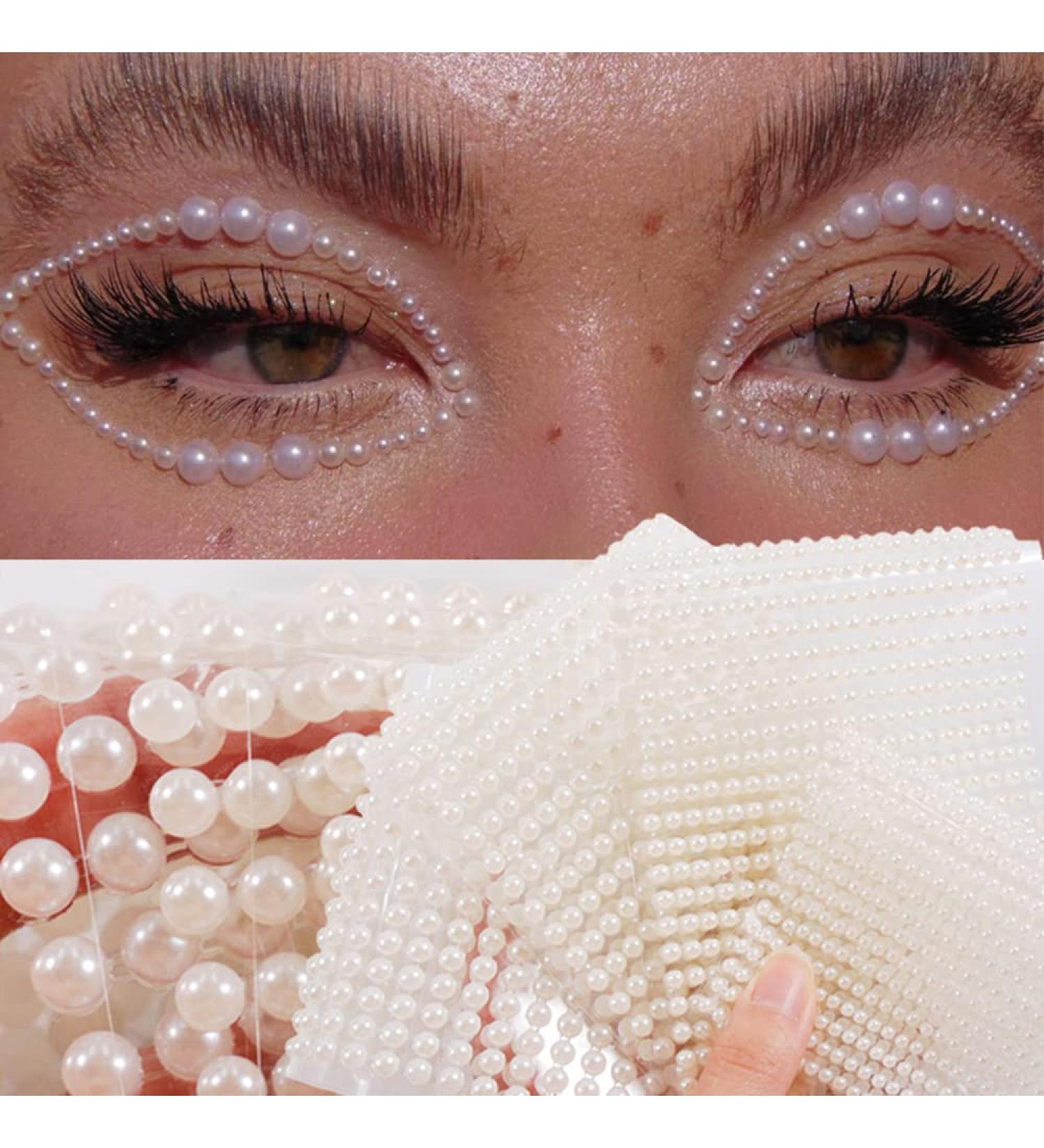 White Pearl 3D Self Adhesive Nail Rhinestones Temporary Tattoo Gems - 4 Sheets - Buy Online on SooperMarket.com