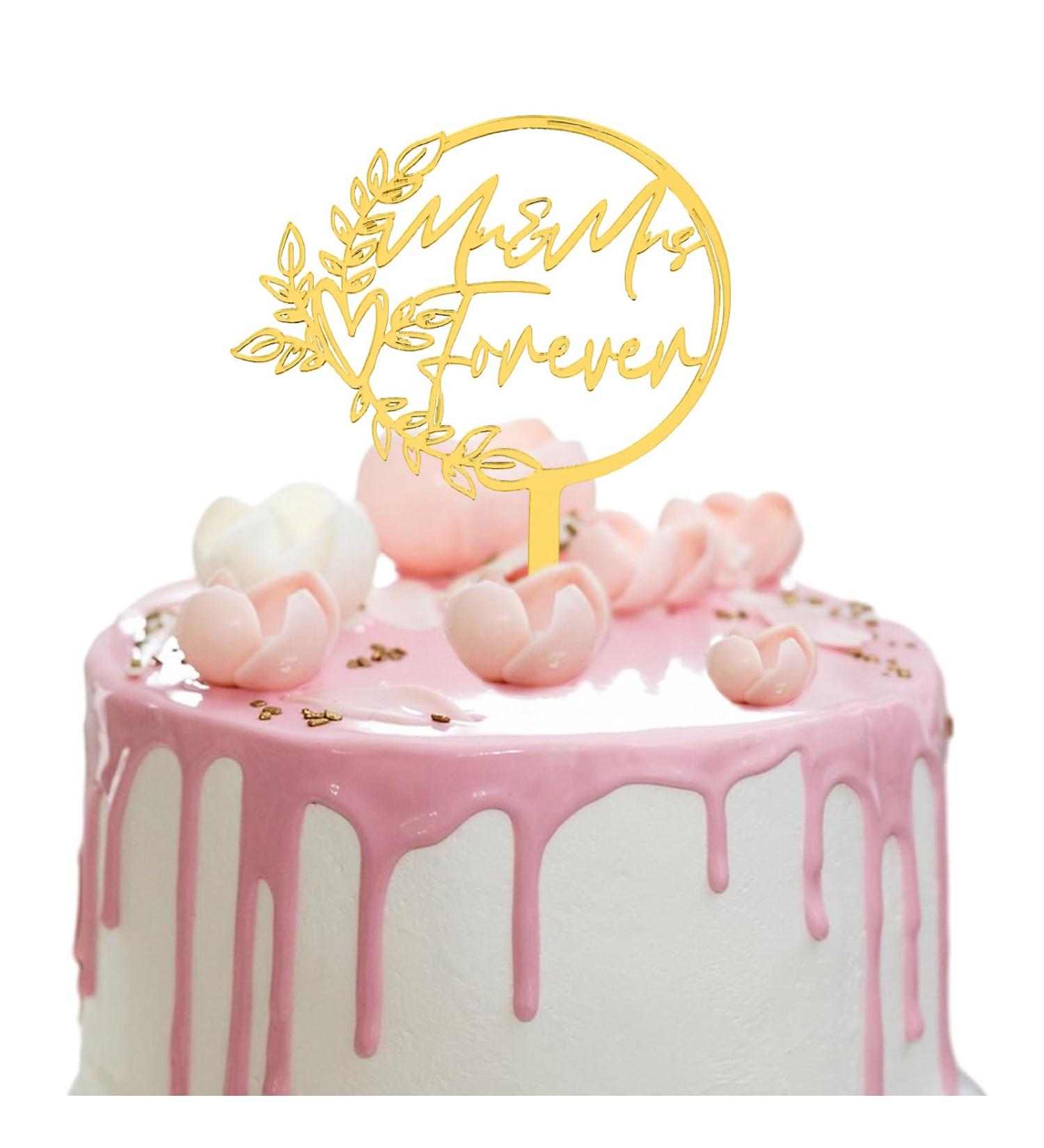 Amaxiu 2 Pack Mr and Mrs Forever Cake Toppers Gold Wedding Cake Toppers Double-Sided Glitter Cake Toppers Acrylic Cupcake Toppers Cake Decorations for Birthday Engagement Anniversary(Gold) - Buy Online on SooperMarket.com