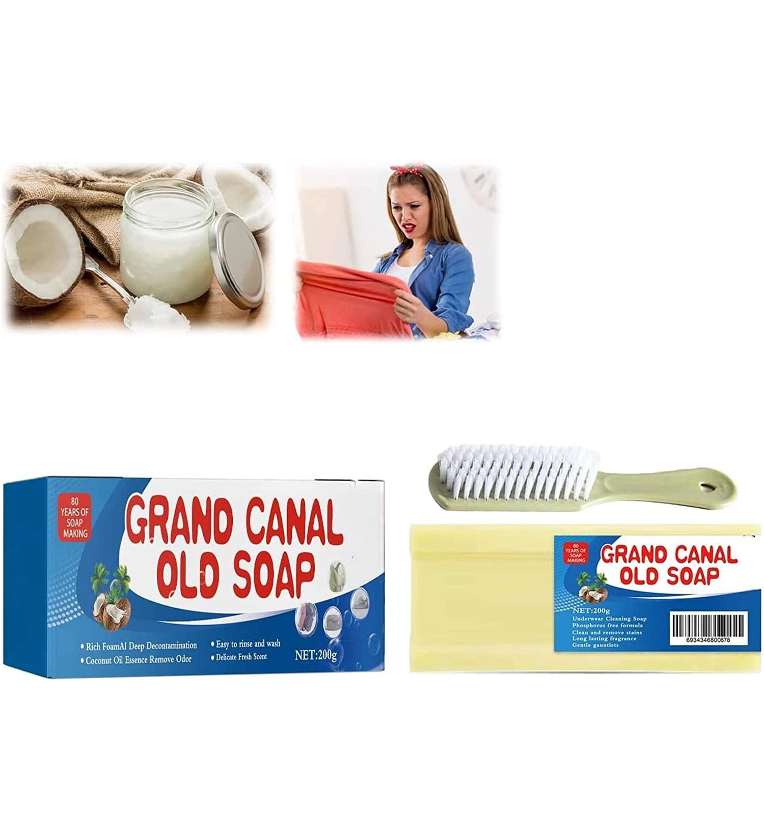 Grand Canal Old Soap Underwear Cleaning Soap Bar Stain Remover Laundry Soap Remove Odor Stubborn Stains Soap Super Strong Oil Removing Long-lasting Fragrance (1 Set) - Buy Online on SooperMarket.com