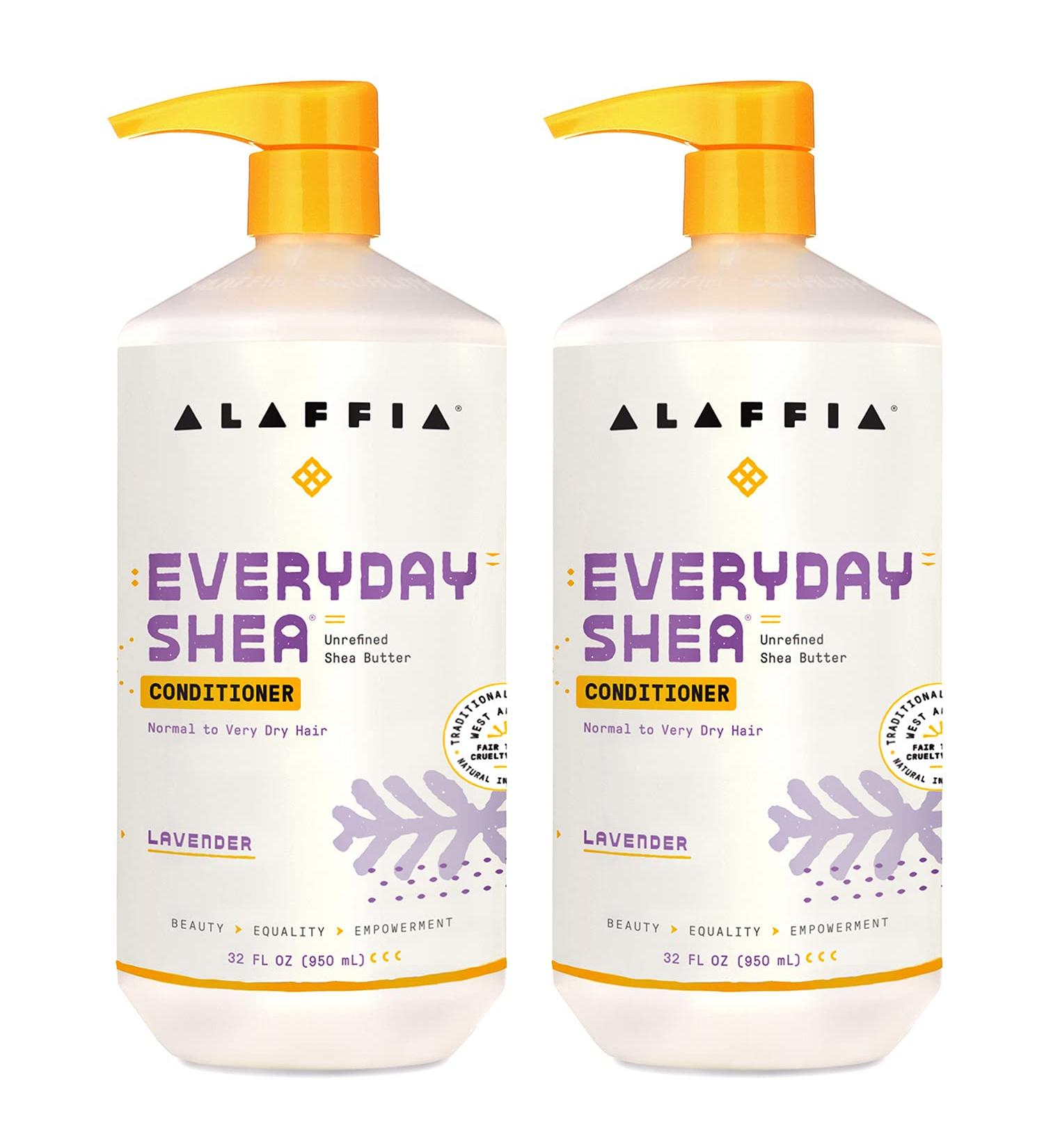 Alaffia EveryDay Shea Conditioner 2 Pack - Moisturizing, Restorative, and Protective Formula with Fair Trade Shea Butter - Cruelty Free, Paraben-Free, Vegan - Lavender Scented - 32 Fl Oz x 2 - Buy Online on SooperMarket.com