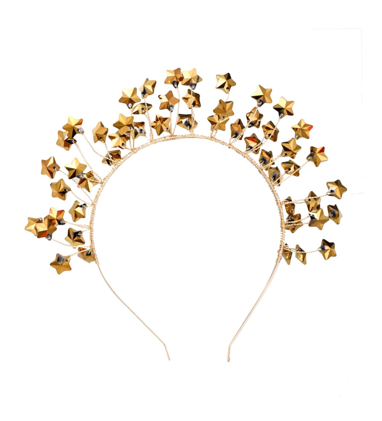 Bohue Star Headband Vintage Halo Crown Headpiece Star Halo Wedding Tiara Hair Hoop Crown Costume Spike Head Piece for Women Girls - Buy Online on SooperMarket.com