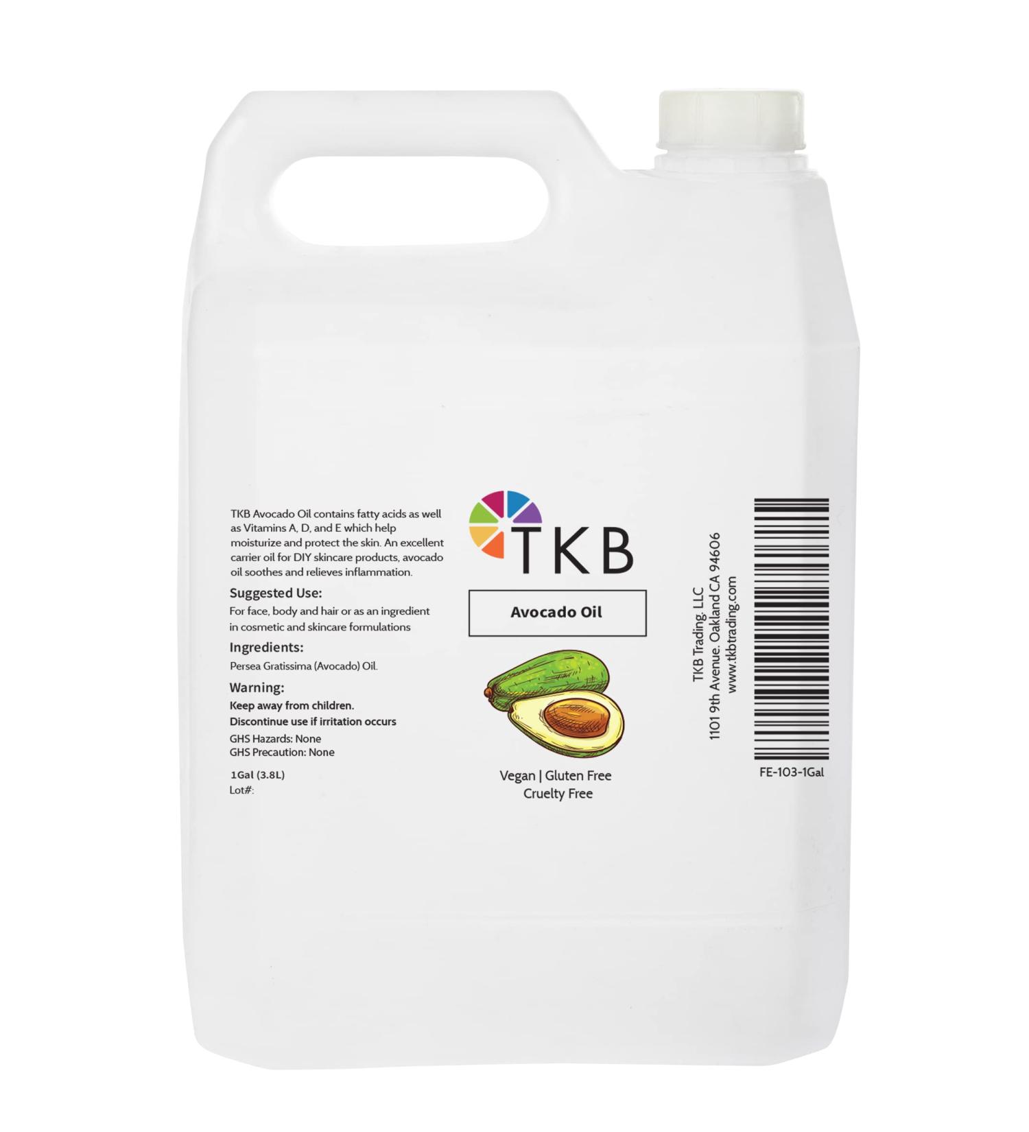 TKB Avocado Oil - Premium 1 Gallon (3.8L) for Face Body Hair & Nails | Made in USA - Shop Internationally - Buy Online on SooperMarket.com