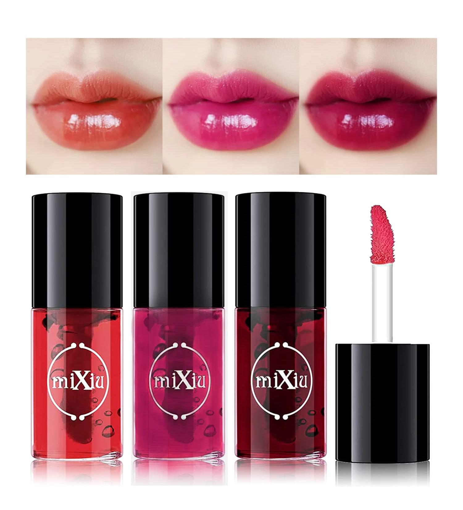 3 Colors Lip Stain Tint Set - Hydrating Mini Liquid Lipsticks & Cheek Tints - Long-Lasting Korean Lip Gloss - High Pigment & Waterproof Formula - Buy Online on SooperMarket.com