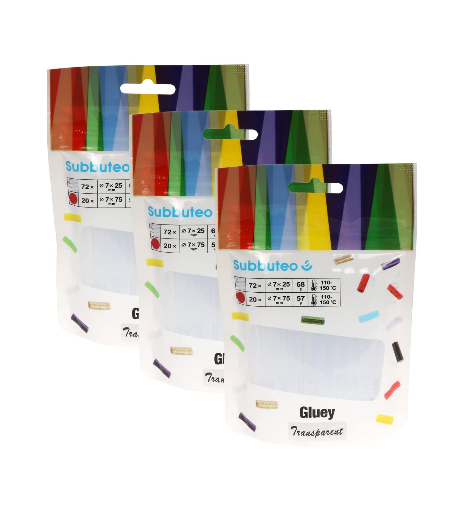 Subbuteo 3 pack 20-Piece Gluey Sticks transparent (Glue Sticks 75x7 mm Accessories for Gluey Hot Glue Stick) 3 Pack 7.5cm Transparent Glue Sticks