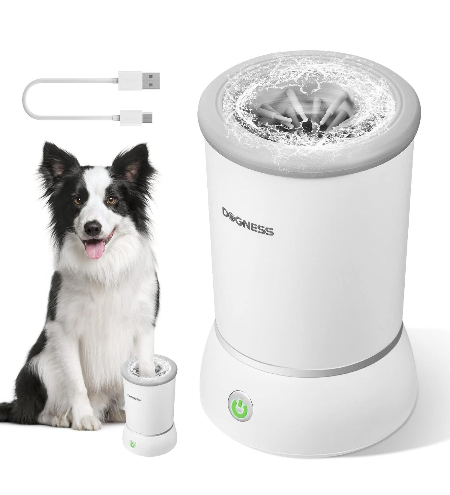 Portable Automatic Dog Paw Cleaner with Soft Silicone Bristles - Ideal for Small & Medium Sized Dogs - White - Buy Online on SooperMarket.com
