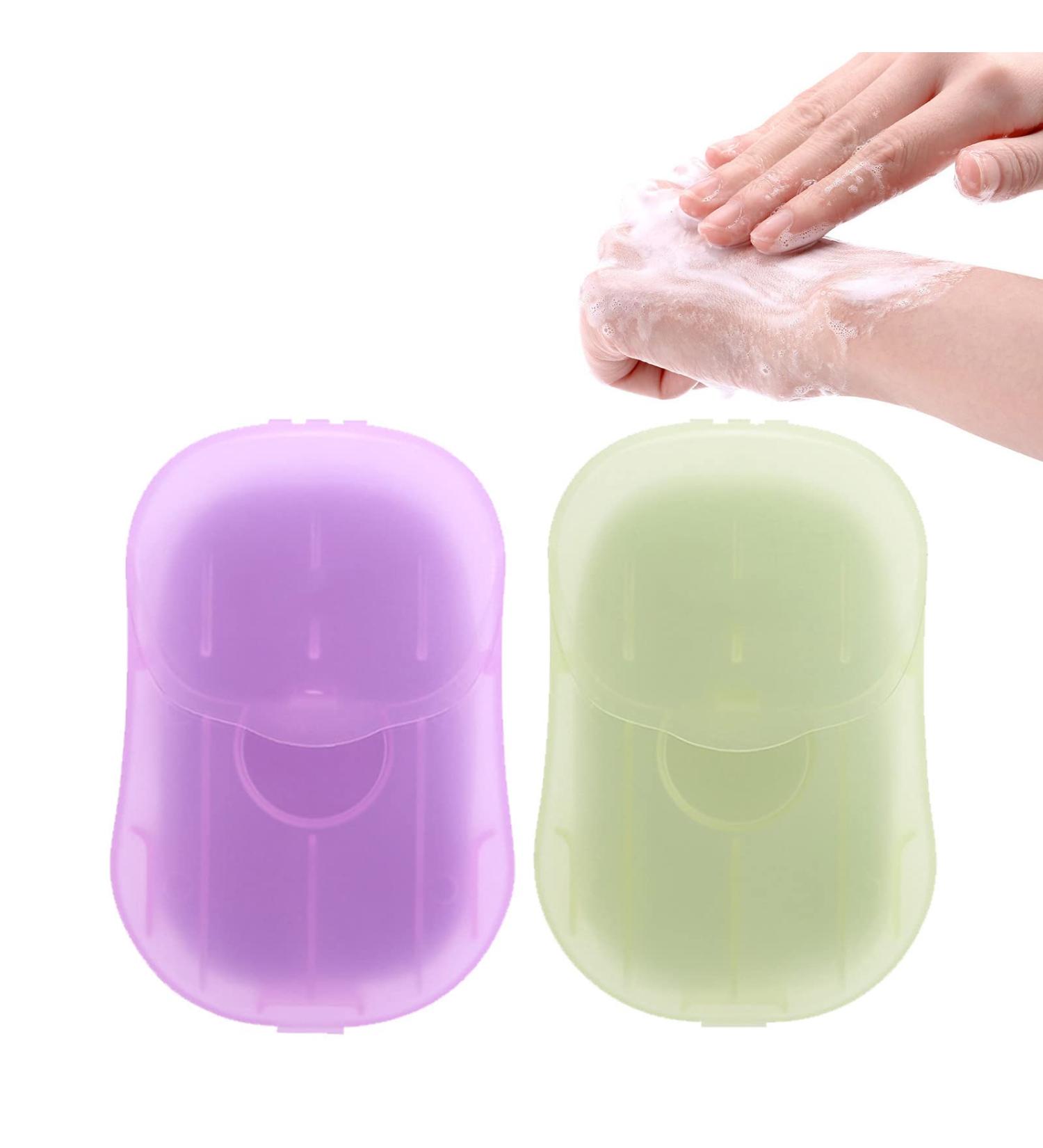 2 Packs (100 Sheets) Mini Portable Disposable Travel Paper Soap Sheets - Green Tea and Lavender Scented Hand Soap for Indoor, Outdoor, Travel, Camping, Hiking - Buy Online on SooperMarket.com