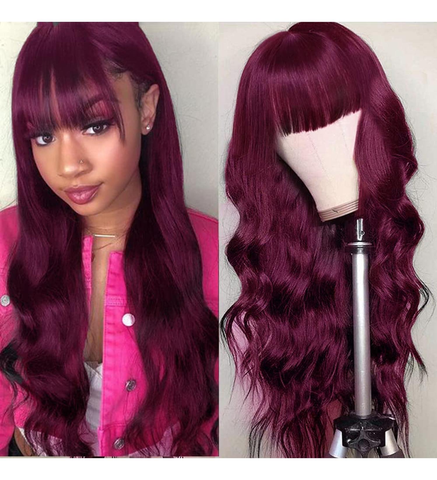 99J Body Wave Wig with Bangs - 18 Virgin Brazilian Human Hair, 180% Density, Glueless for Black Women - Buy Online on SooperMarket.com