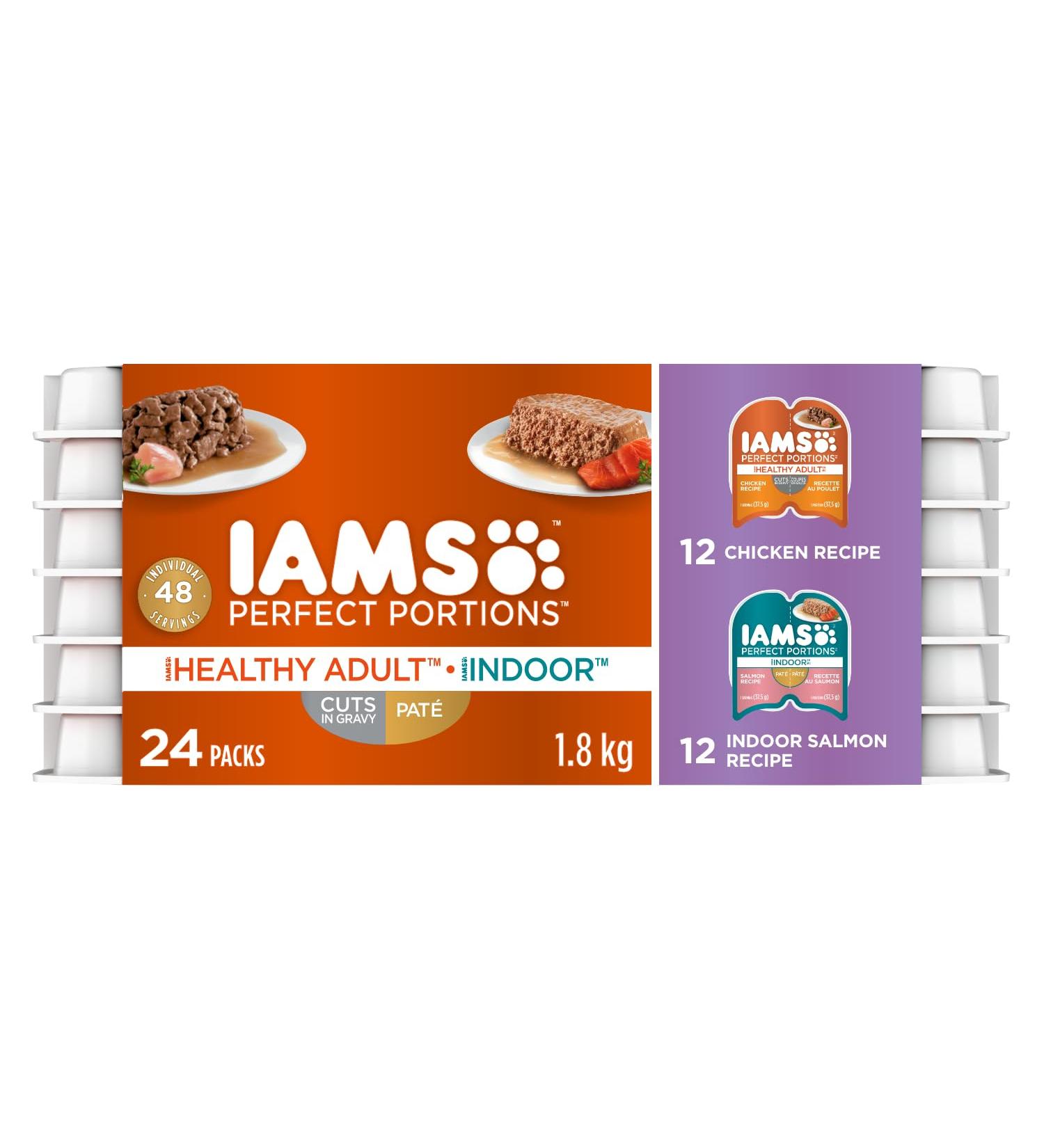 IAMS Perfect Portions Wet Cat Food Adult Grain Free - Chicken CIG and Indoor Salmon Pat Variety Pack 75g (24 Pack) Chicken & Salmon Wet Cat Food - Buy Online on SooperMarket.com