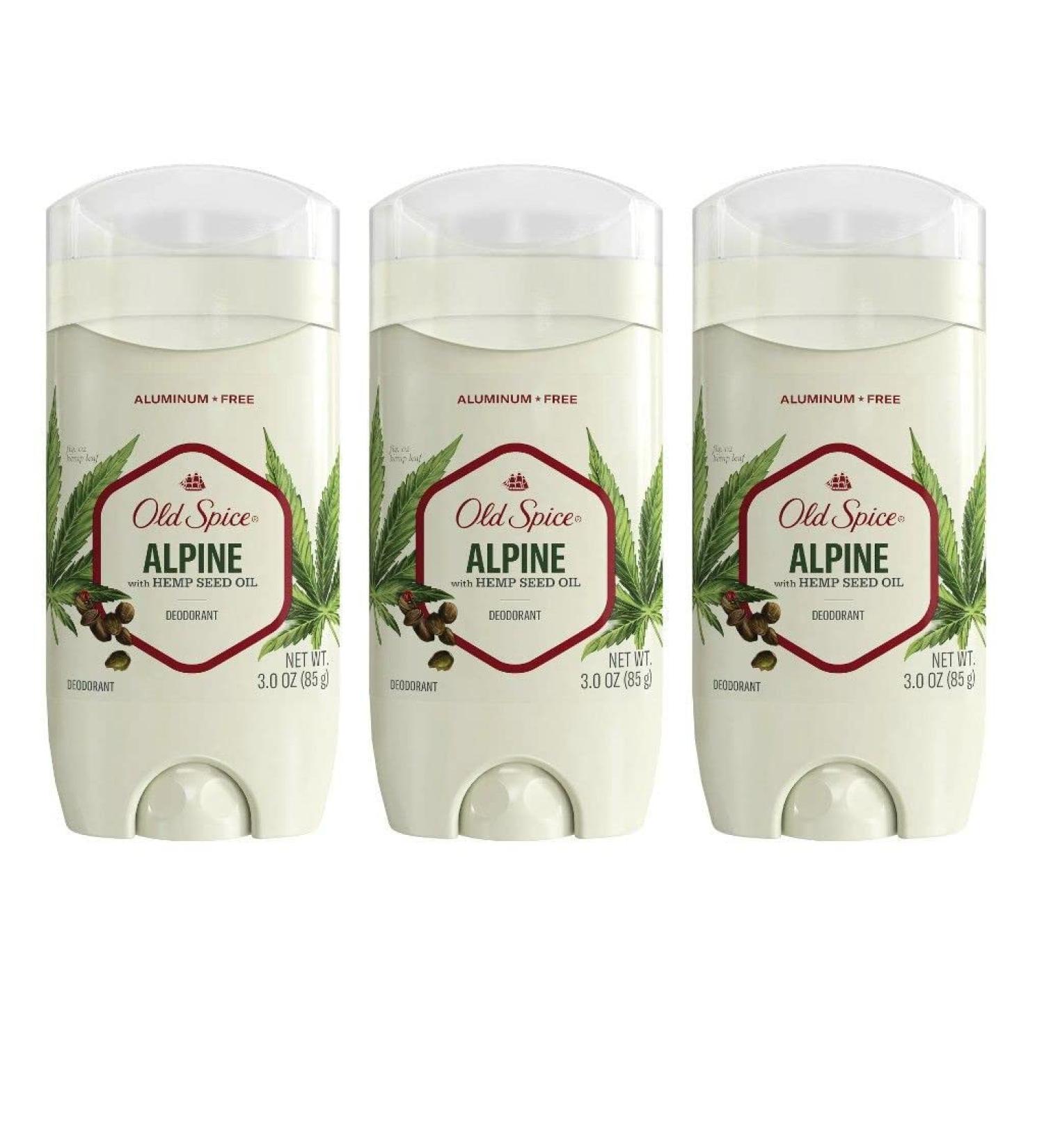 Old Spice Men's Deodorant Alpine with Hemp Oil Aluminum-Free 3 oz (Pack of 3) | Long-lasting Odor Protection - Buy Online on SooperMarket.com