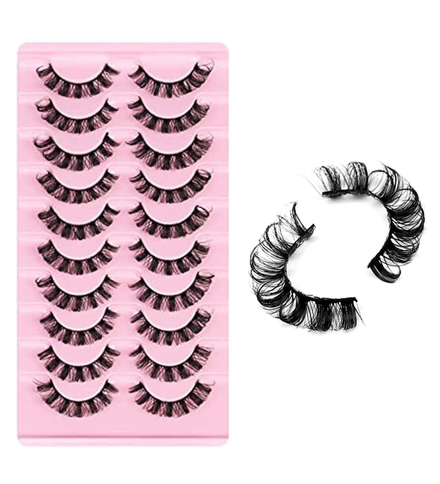 Buy 10 Pairs 3D Russian False Eyelashes - DD Curved Thick Lifelike Lashes (Black) | International Shipping Available - Buy Online on SooperMarket.com