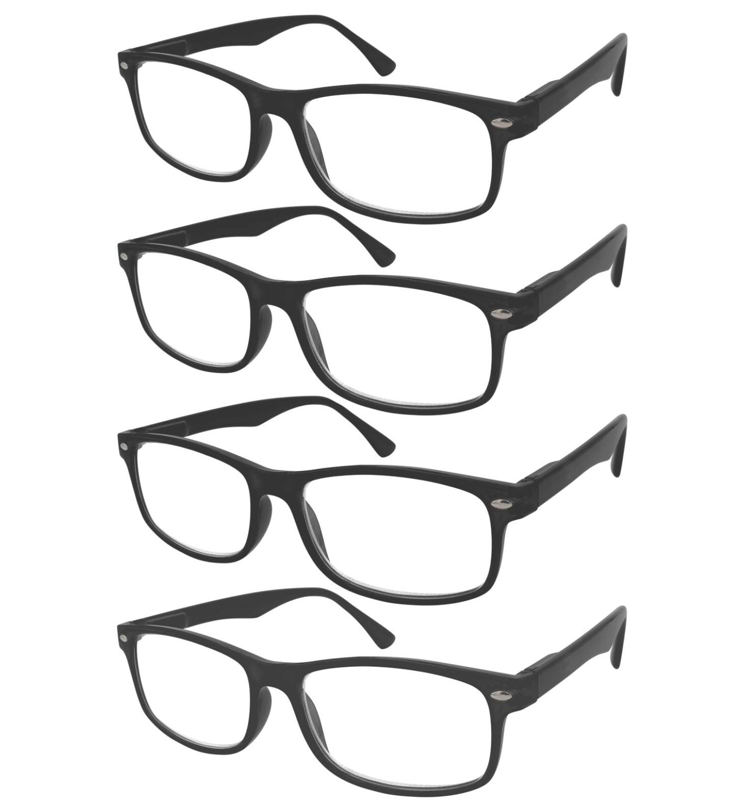 TBOC Reading Glasses +3.50 Dioptre - Pack of 4 Matt Black | Stylish Reading Aid for Men & Women Seniors & Trendsetters - Ideal for PC & Phone Use - Buy Online on SooperMarket.com