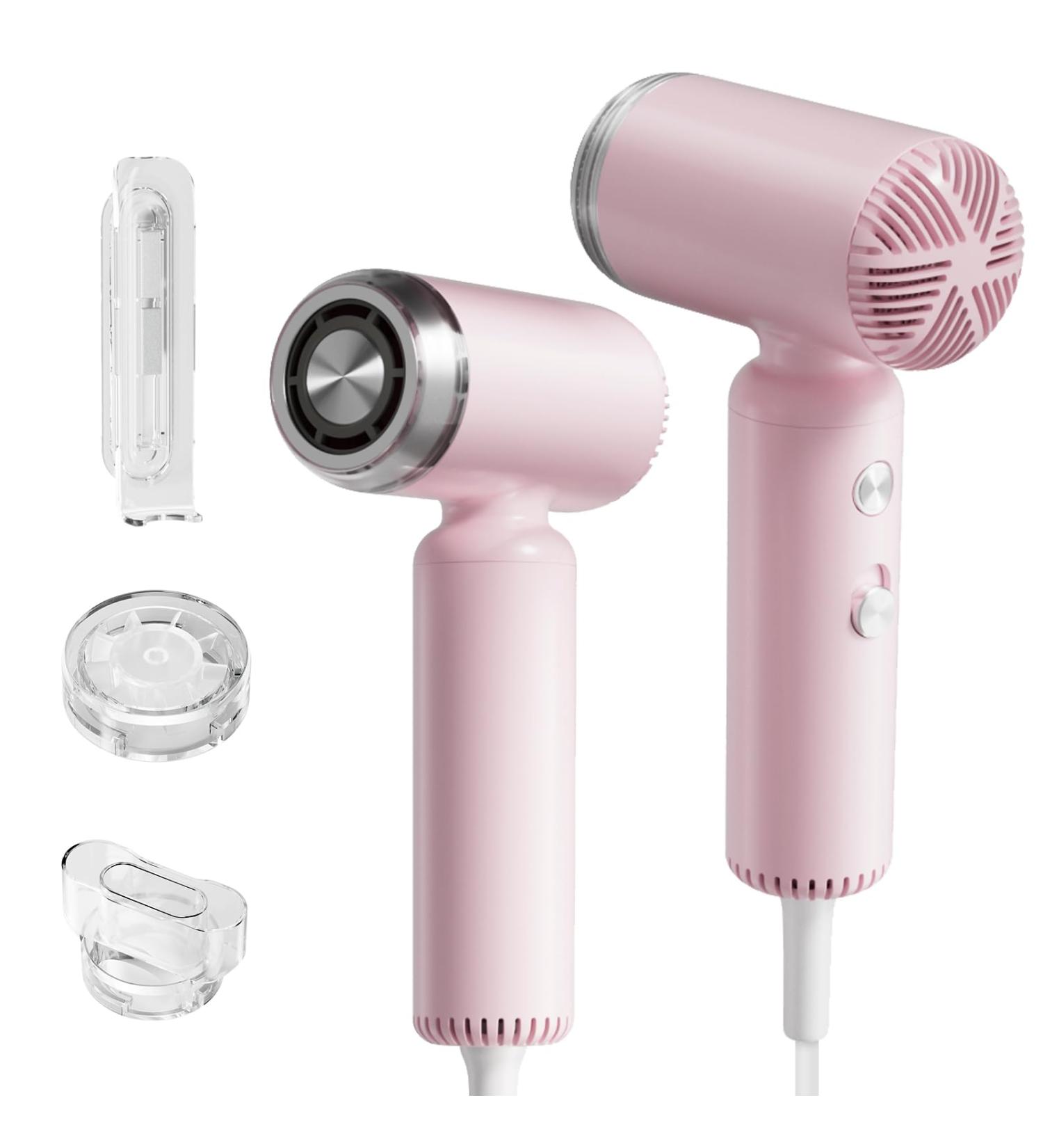 Super Mini Ionic Hair Dryer - High-Speed Travel Blow Dryer with 200 Million Negative Ions 110 000RPM Brushless Motor - Pink Lightweight & Portable for Home Salon - Buy Online on SooperMarket.com