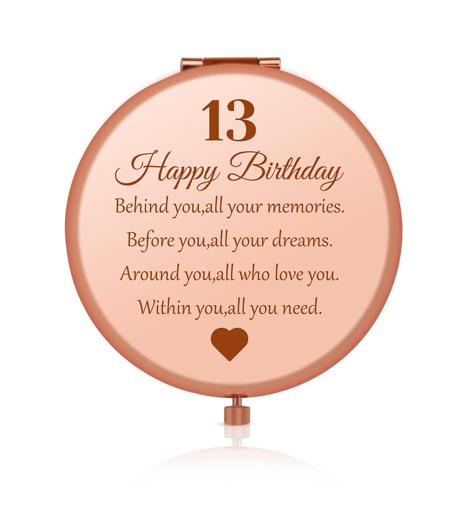 Jielahua Rose Gold Compact Mirror - Sweet 13th Birthday Gift for Girls | Ideal for Daughter, Granddaughter, Sister, Niece & Friends - Buy Online on SooperMarket.com