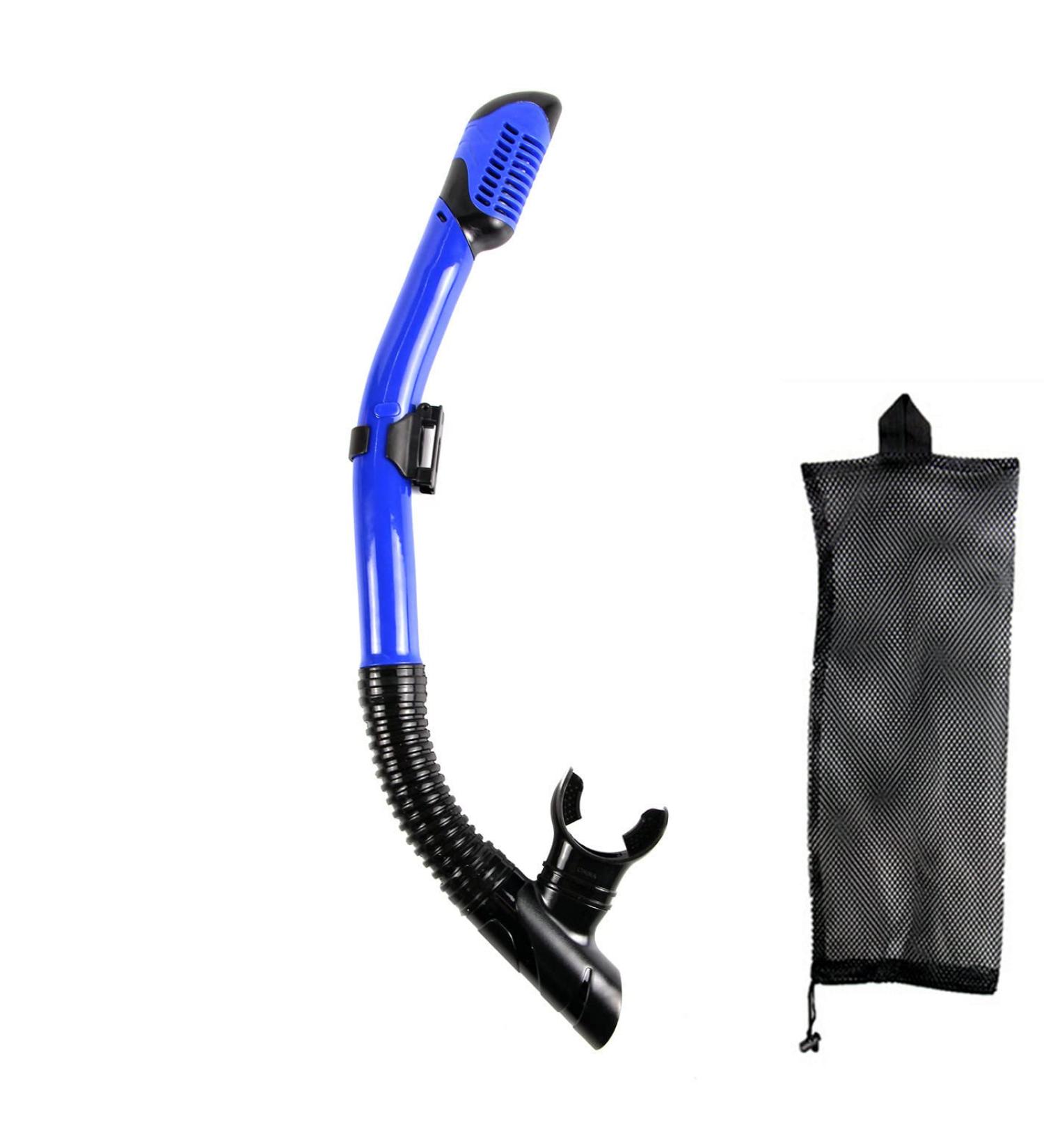 SACBOLA Dry Snorkel- Top Stop Valve, Silicone Mouthpiece for Snorkeling, Free Diving, Swimming - Blue/Clear - Buy Online on SooperMarket.com