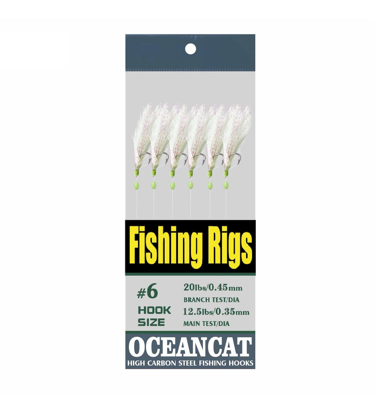 Saltwater Fishing Rigs with Feather & Fish Skin Hooks - 10 Packs - Buy Online on SooperMarket.com