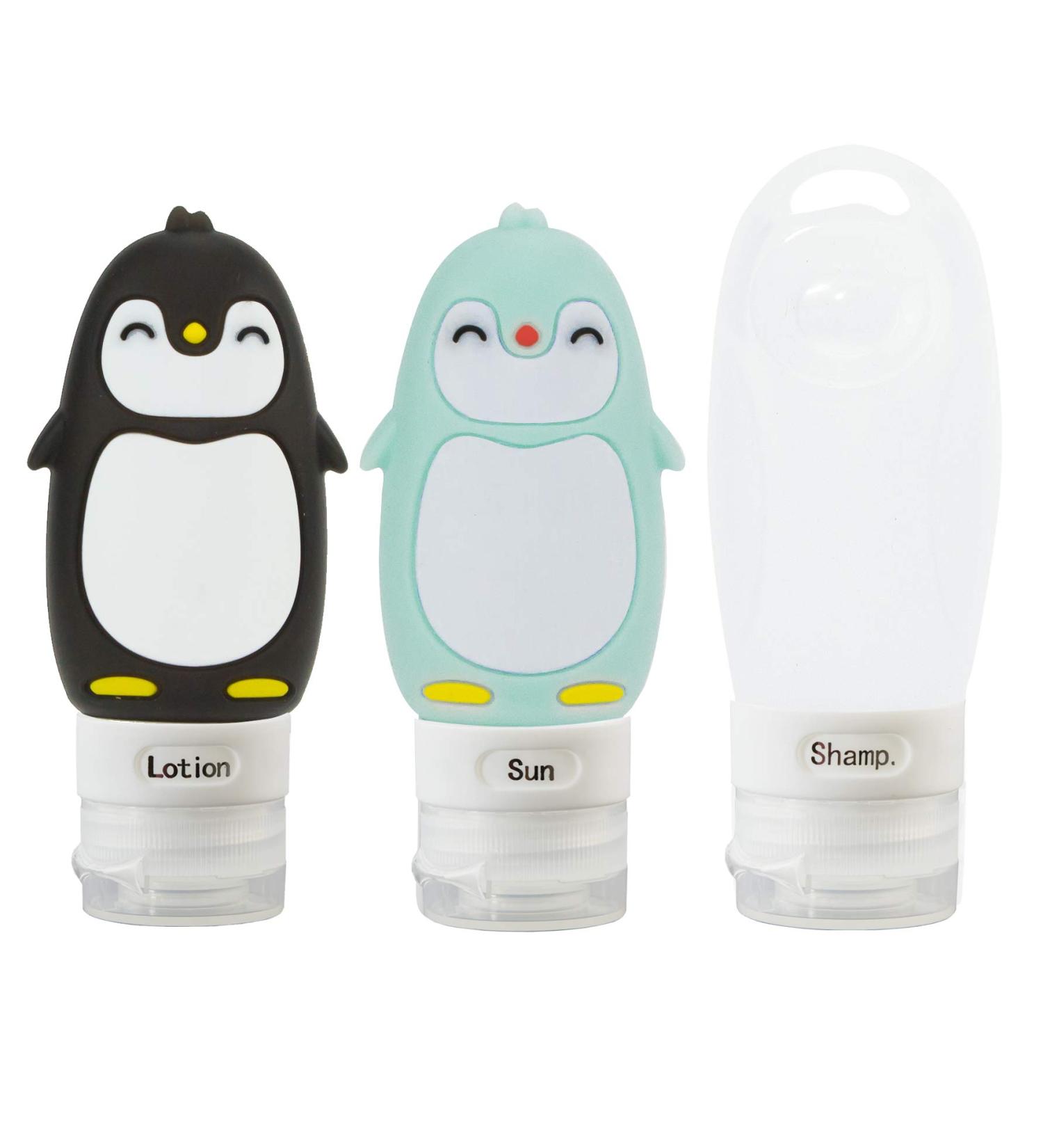 Buy Silicone Cosmetic Travel Bottles - Leak-Proof TSA Approved Penguin Design - Perfect Portable Travel Accessories - Buy Online on SooperMarket.com