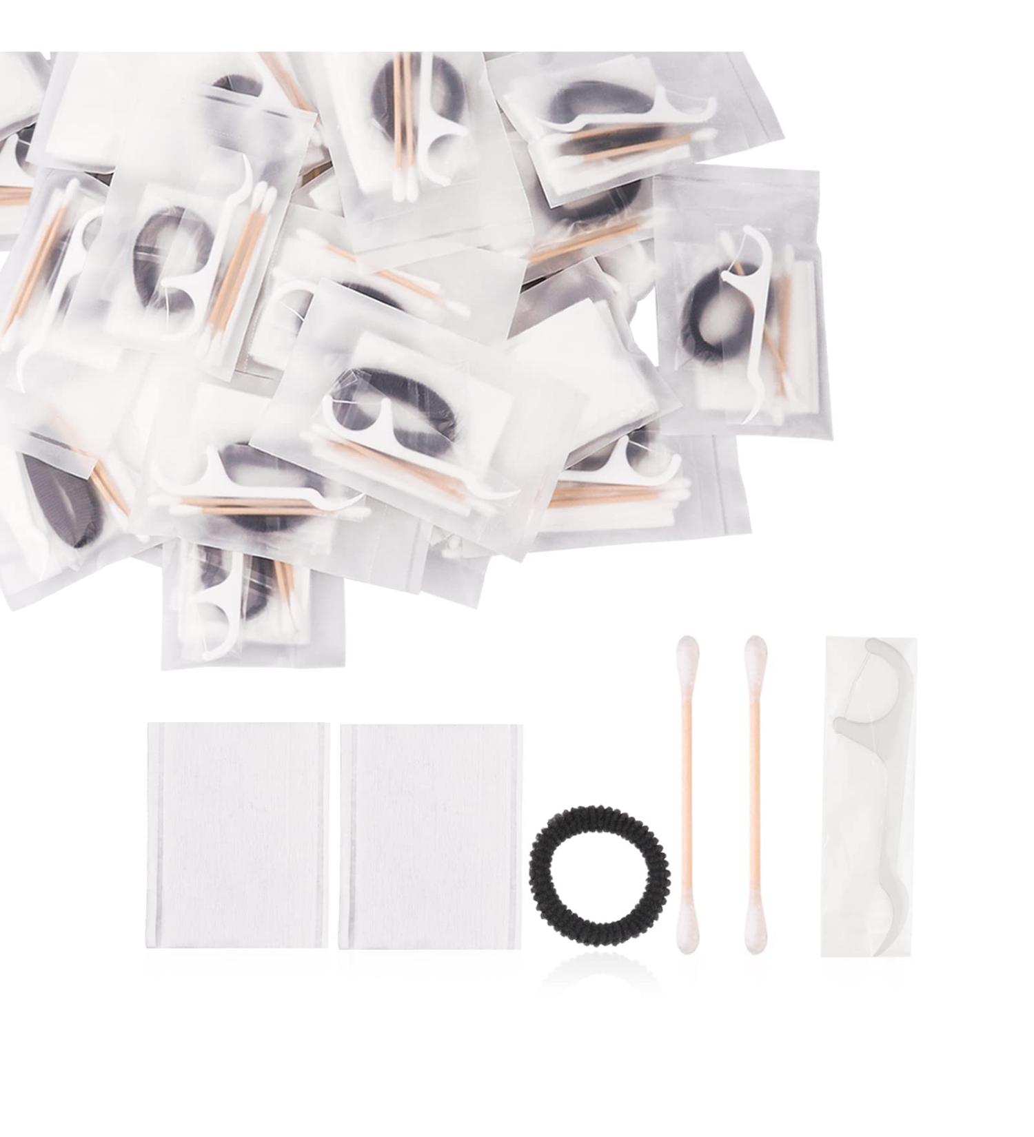 30-Part Hotel & Hospital Accessories Set | Individually Packed Cosmetic Wattage Sabits Cotton Swabs Hair Bands & Dental Floss - Buy Online on SooperMarket.com