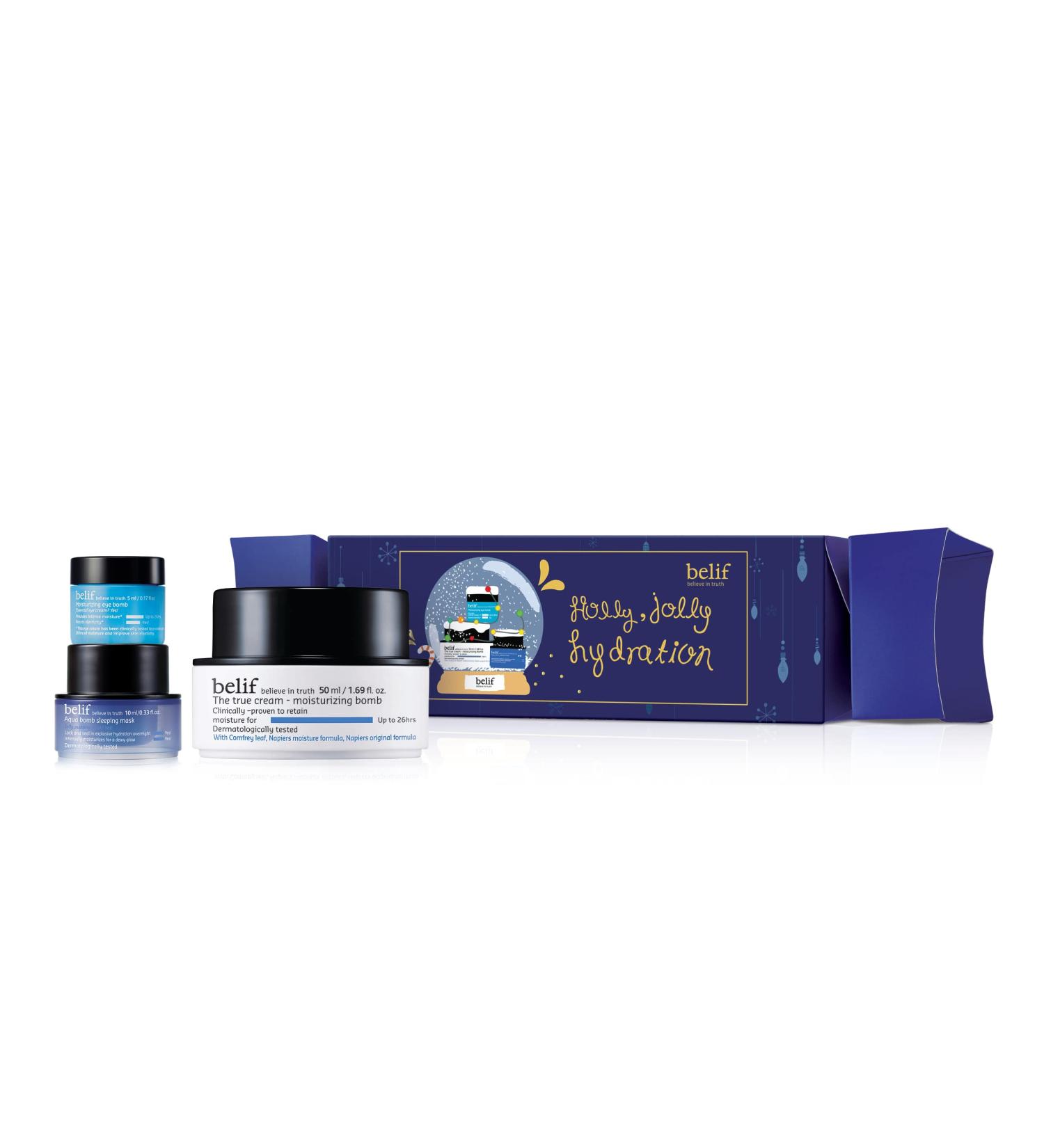 belif Holly Jolly Hydration Set | 26-Hour Antioxidant Skincare | Soothing Herbs, Aqua Bomb & Eye Bomb - Buy Online on SooperMarket.com