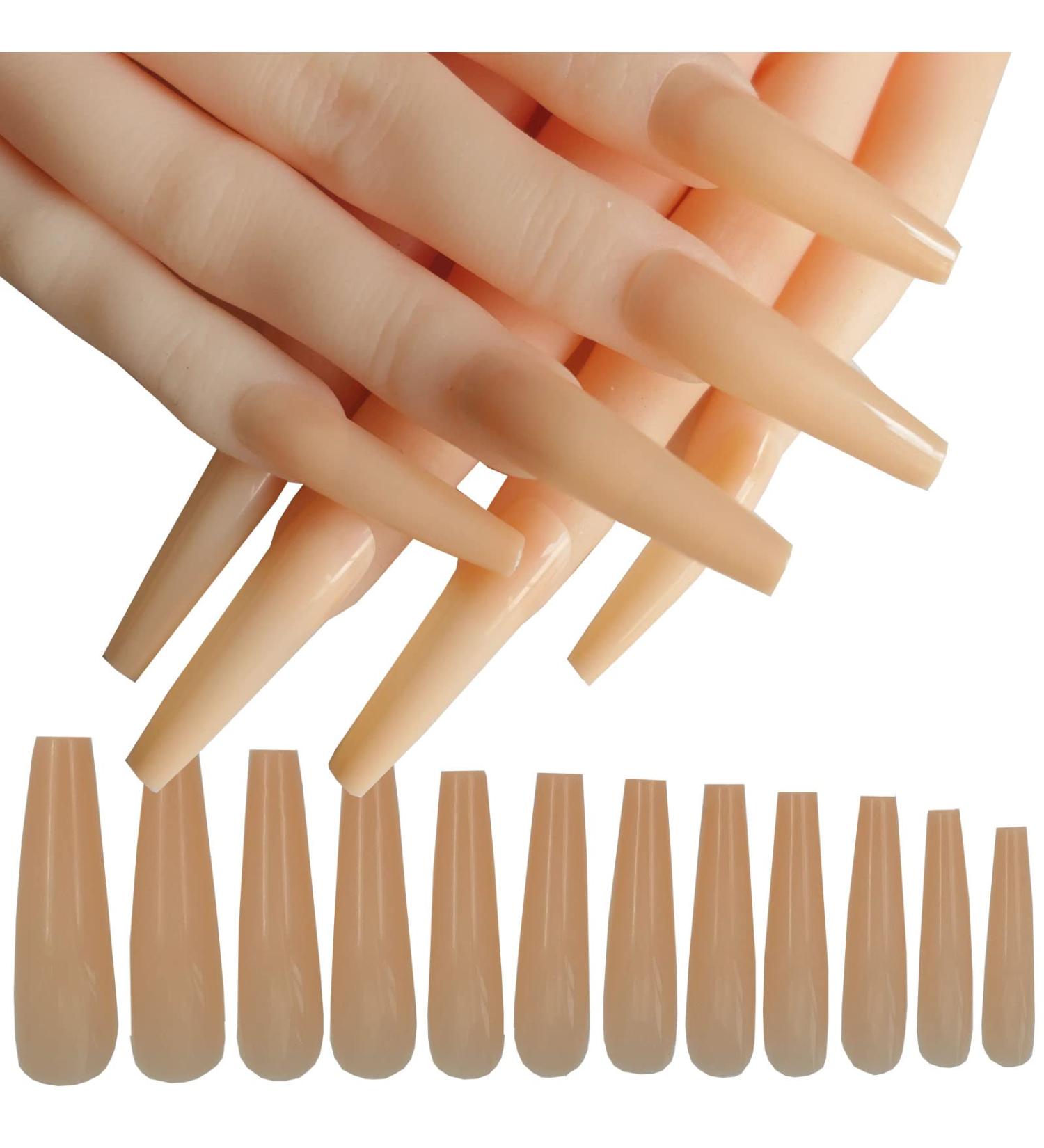 LuckForever 120pc XL Beige Coffin False Nails - Extra Long Ballerina Nail Art Tips - Buy Online on SooperMarket.com