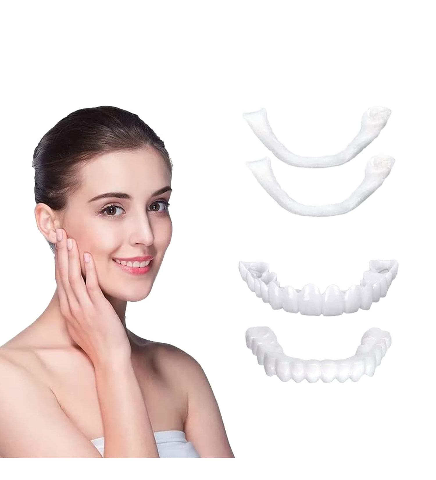 4 PCS Fake Teeth Veneers Dentures Kit for Women and Men - Temporary Dental Veneers for Tooth Repair - Bright White - Protect Your Smile and Boost Confidence - Buy Online on SooperMarket.com