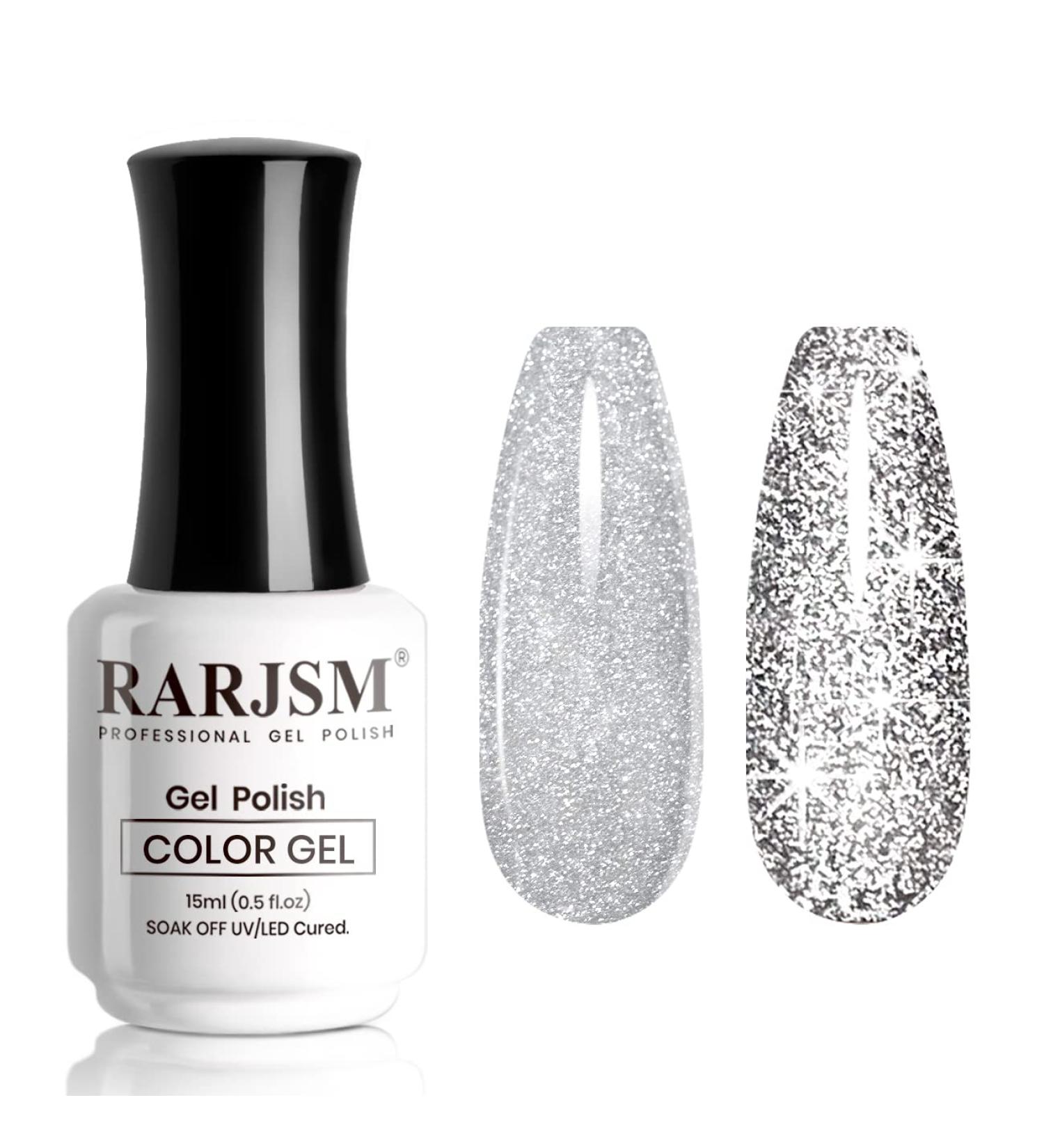 RARJSM Reflective Glitter Silver Gel Polish - 15ml - Soak Off UV/LED Curing for DIY Manicure - Buy Online on SooperMarket.com