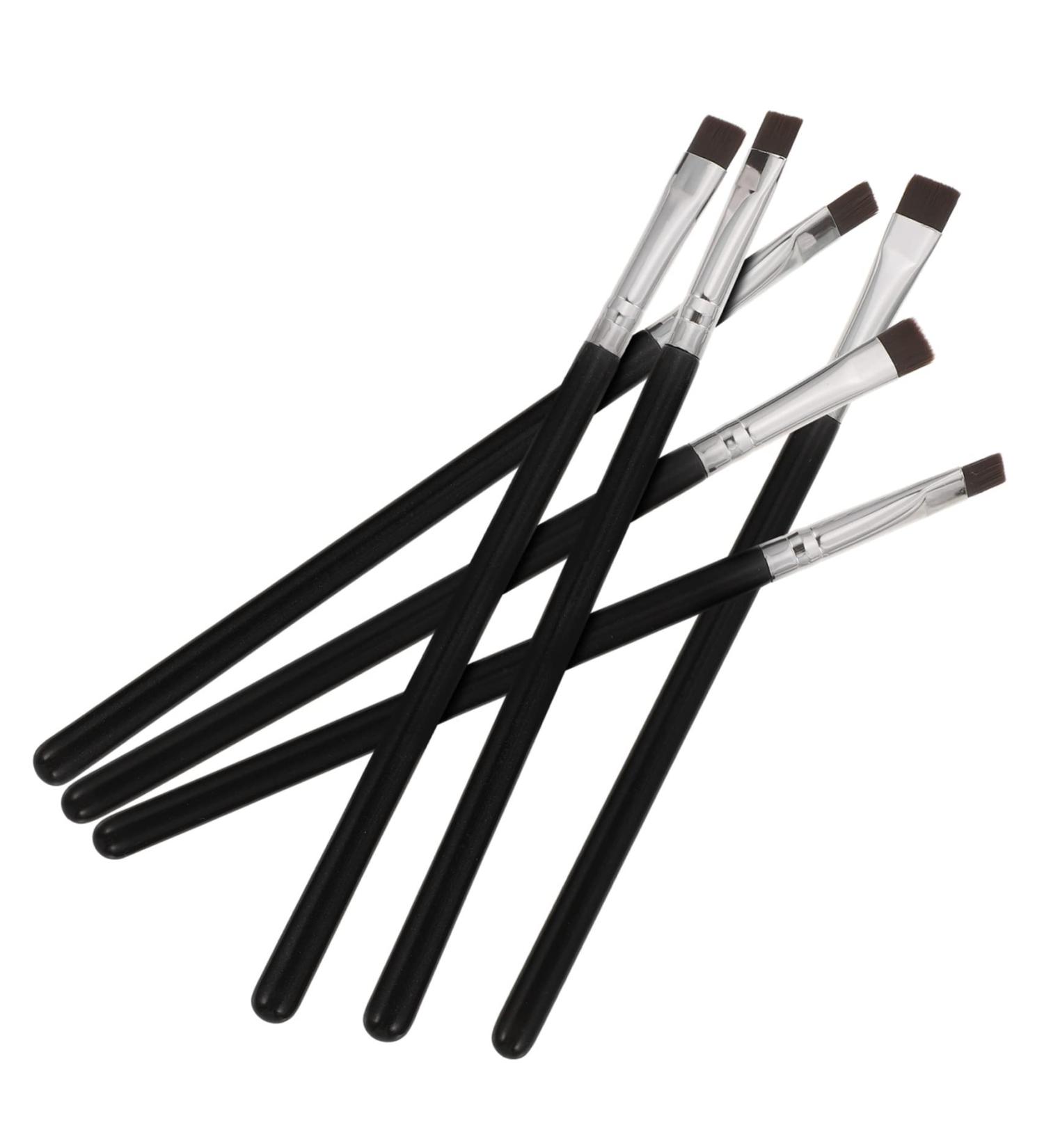 PLAFOPE 6pcs Flat Eyebrow Brush Eyeliner Brush Slanted Eyeliner Makeup Tool Eye Lash Brush Wooden Handle - Buy Online on SooperMarket.com