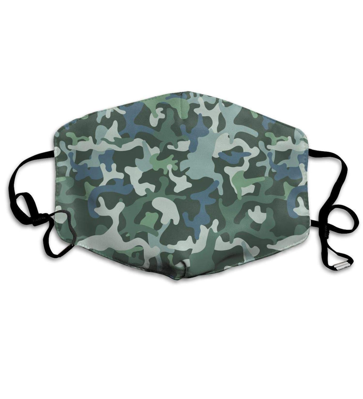 Green Colors Forest Texture Washable Reusable Mask Cotton Anti Dust Half Face Mouth Mask For Kids Teens Men Women With Adjustable Ear Loops - Buy Online on SooperMarket.com