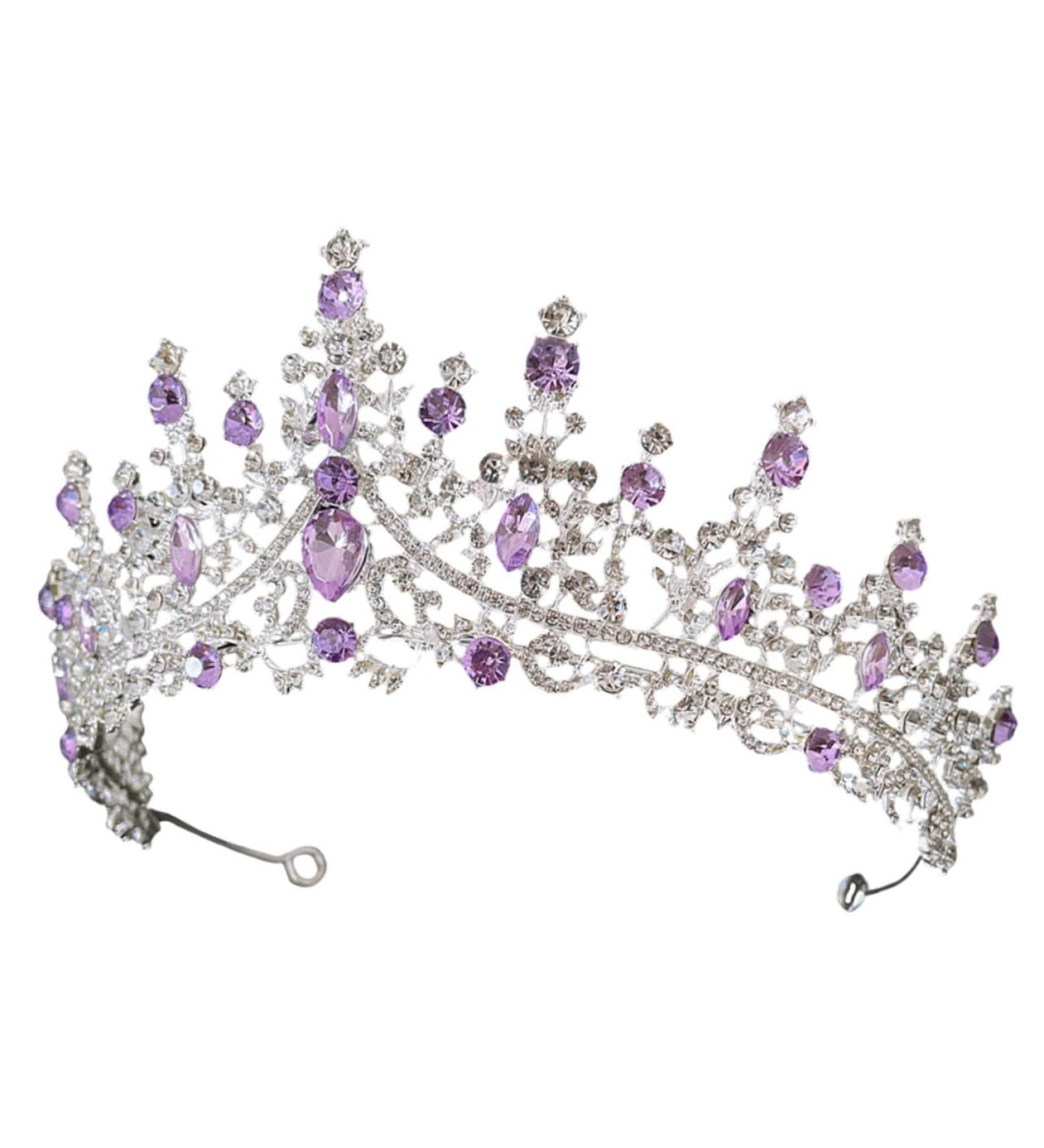 Purple Crystal Crown Tiara for Bridal Women Tiara Bridal Headpieces for Party Wedding Bridal Headband Bride Headdress Bridal Tiara Shiny Headband Wedding Bridal Hair Decor Tiaras 18X18CM Silver - Buy Online on SooperMarket.com