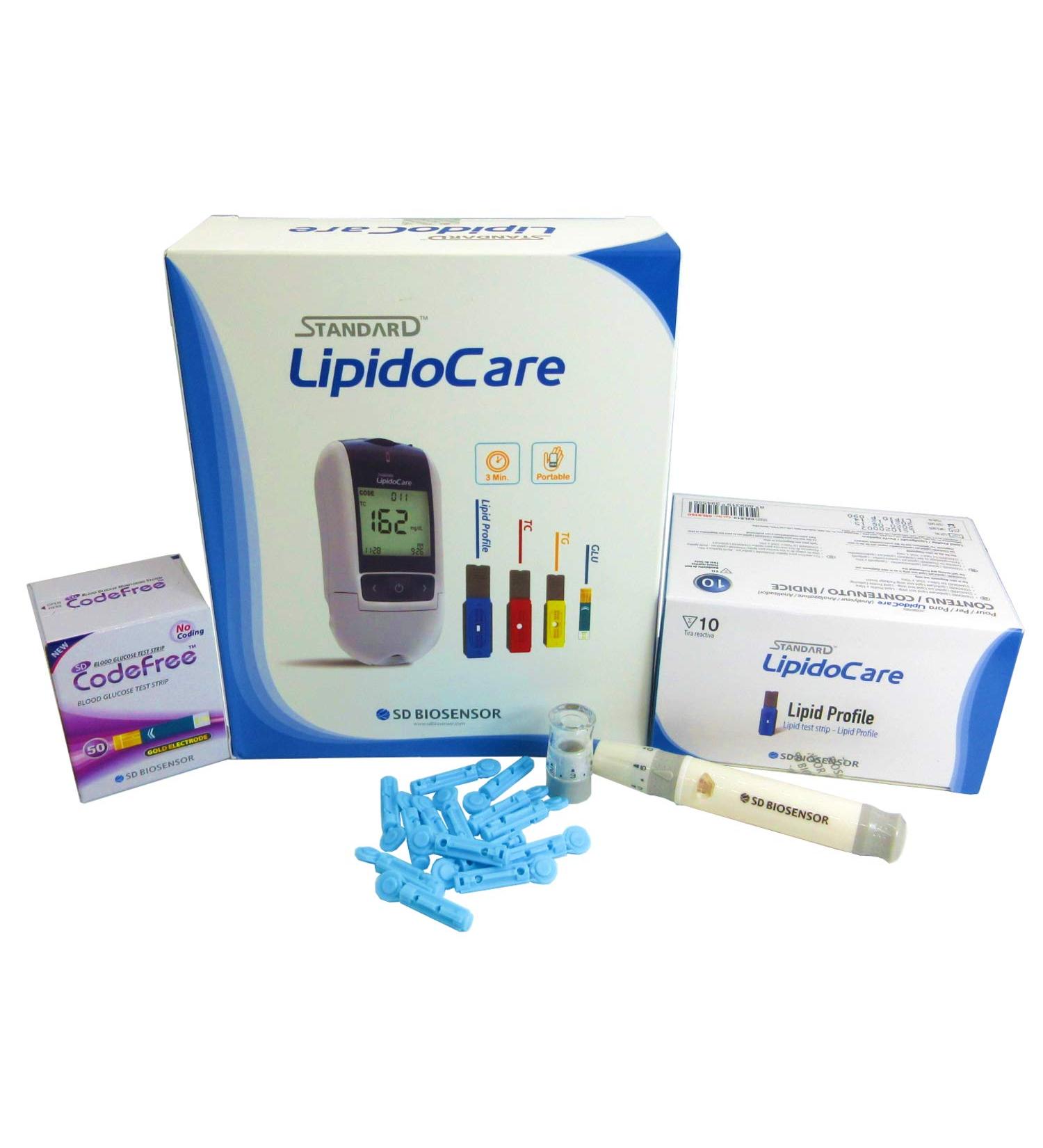 LipidoCare Meter + Lipid Profile Test Strips + Blood Glucose Test Strips + Lancing Device and Lancets Meter + Lipid & SD Strips + Lancets & Device - Buy Online on SooperMarket.com