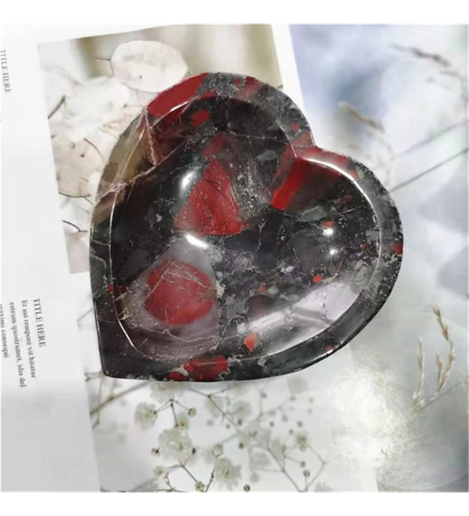 SLXWSXZE Home Decor Blood Stone Bowls Natural Stones Minerals Crystals GemsReiki for Home Decoration Gemstones Gifts Natural Crystal Natural Stones Reiki Crystals (Color : Heart Size : 250-350g) 250-350g Heart