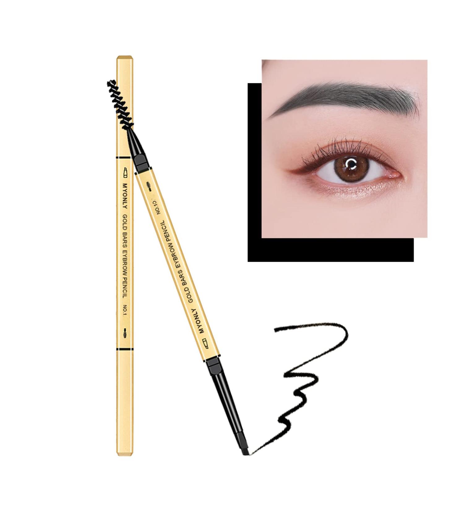 Dual-Sided Eyebrow Pencil for Precise and Sweatproof Brow Filling | Black Brow Pen with Combs | Makeup Tool for Beginners - Buy Online on SooperMarket.com