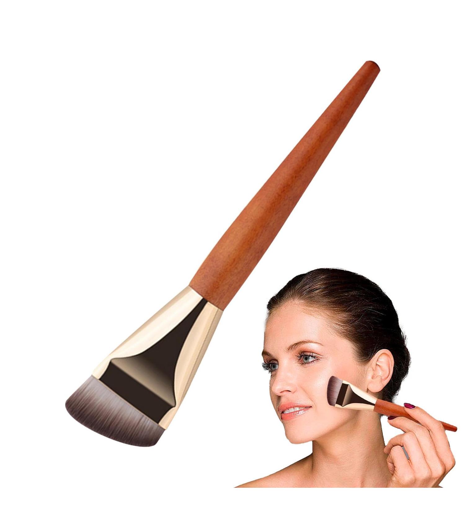 Teksome Foundation Makeup Brush | Wooden Handle Concealer Brush - Professional Contour Brush for Liquid Cream Powder Blending Buffing - Buy Online on SooperMarket.com