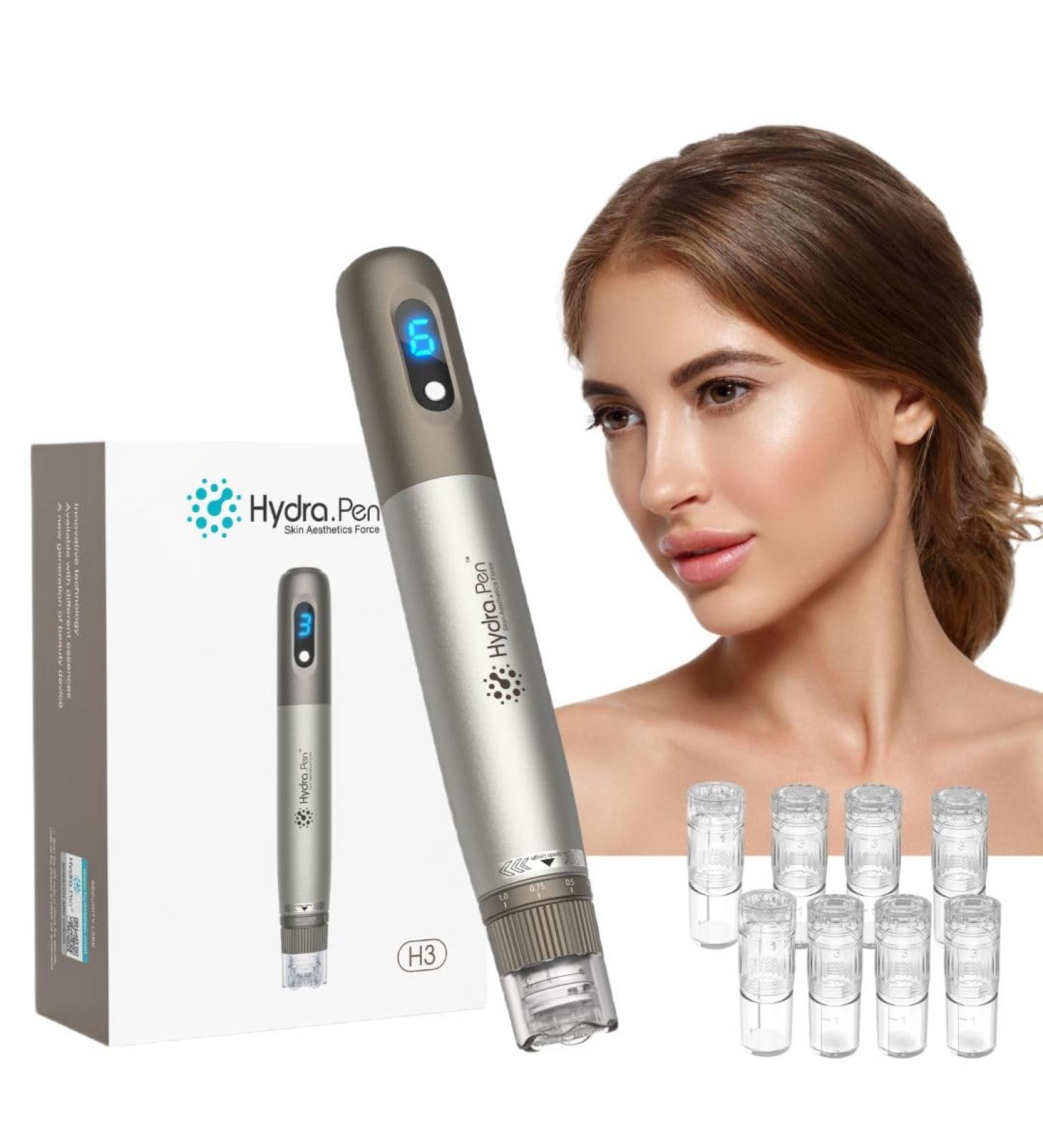 Dr. Pen H3 Hydra Pen Automatic Serum Applicator - Authentic Derma Beauty Pen - Trusty Skin Care Tool Kit - 0.25mm 12pins 2 + 0.25mm Round Nano x3 + 0.25mm Silicone Nano x3 - Buy Online on SooperMarket.com