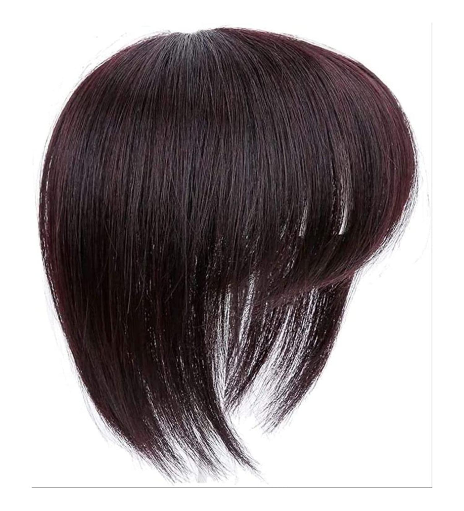 Hair Extensions Human Hair for Women with Thinning Hair Topper Clip in Hairpiece with Bangs 12x12cm Silk Straight Top 20cm Dark Brown Liummrcy  - Buy Online on SooperMarket.com