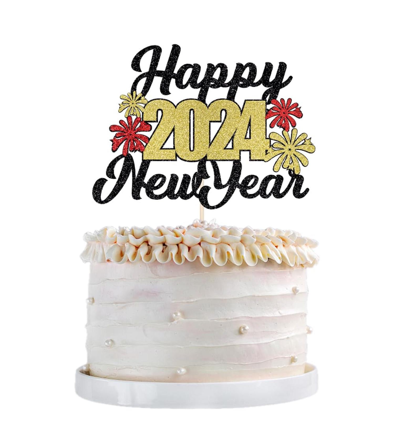 Qertesl 24PCS Happy New Year Cupcake Topper Hello 2022 Cheers to 2022 New Year Cake Decoration New Years Eve Party Decorations Supplies. (Black gold2) - Buy Online on SooperMarket.com