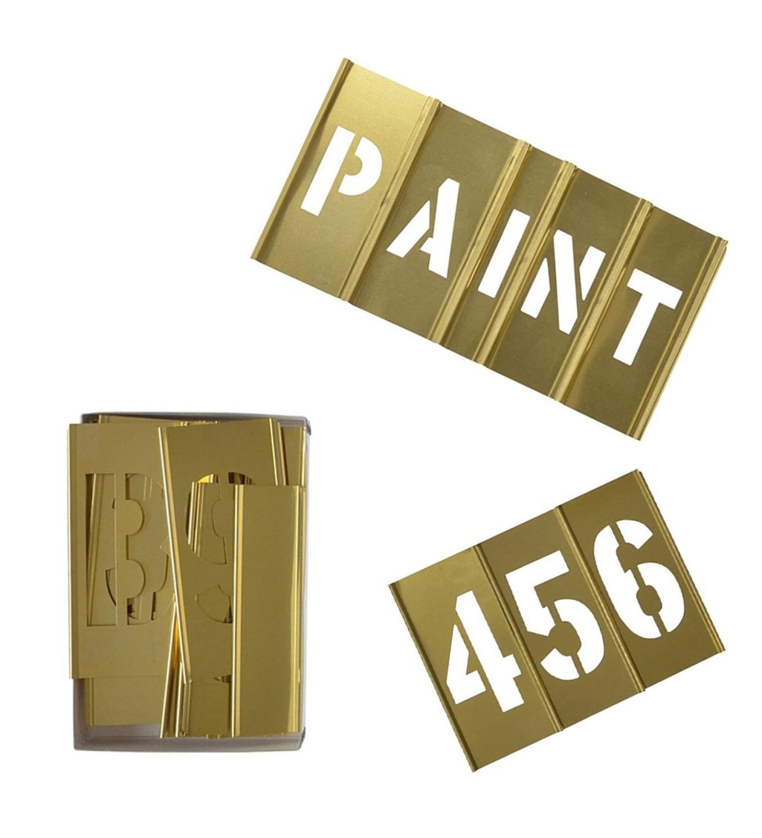 Deezio 1 Brass 46 Pieces Interlocking Stencil Set of Numbers and Letters Kit 1inch(46piece) - Buy Online on SooperMarket.com