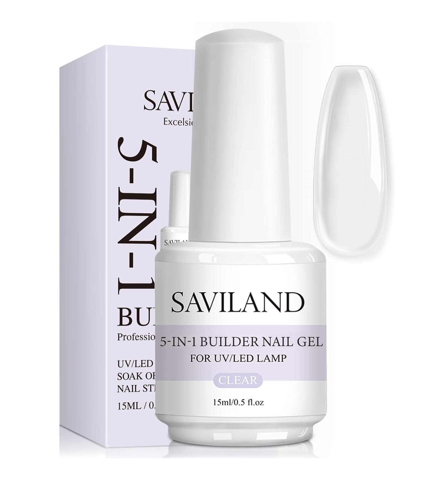 Saviland 5 in 1 Clear Builder Base Gel - Nail Strengthener for Broken Nails - 15ml UV/LED Gel - Buy Online on SooperMarket.com