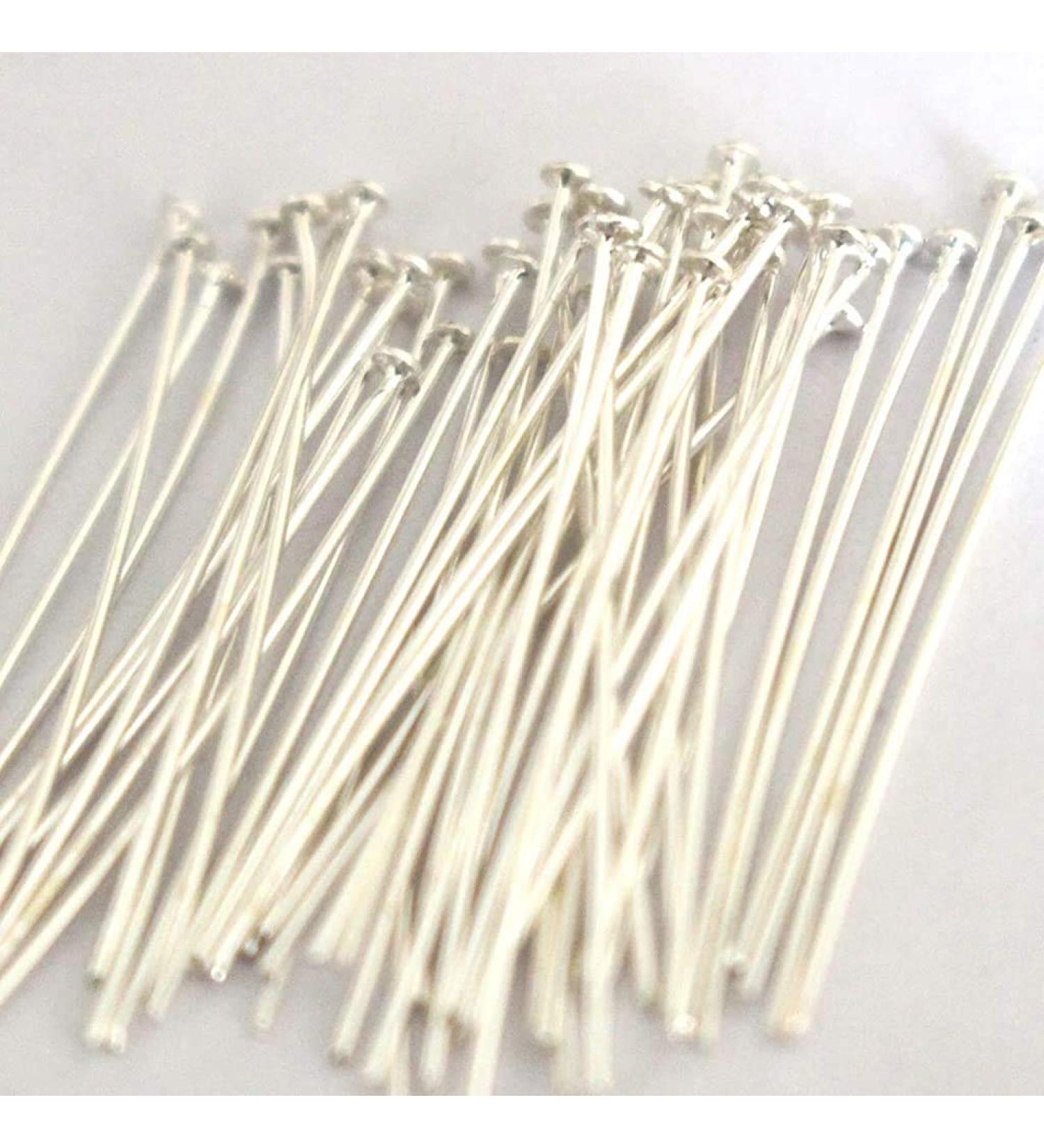 Tacool Real 925 Sterling Silver Head Pins Flat Coin Head for Gemstone Jewelry Making Beads (Silver  0.5x1.5x25mm) Silver 0.5x1.5x25mm