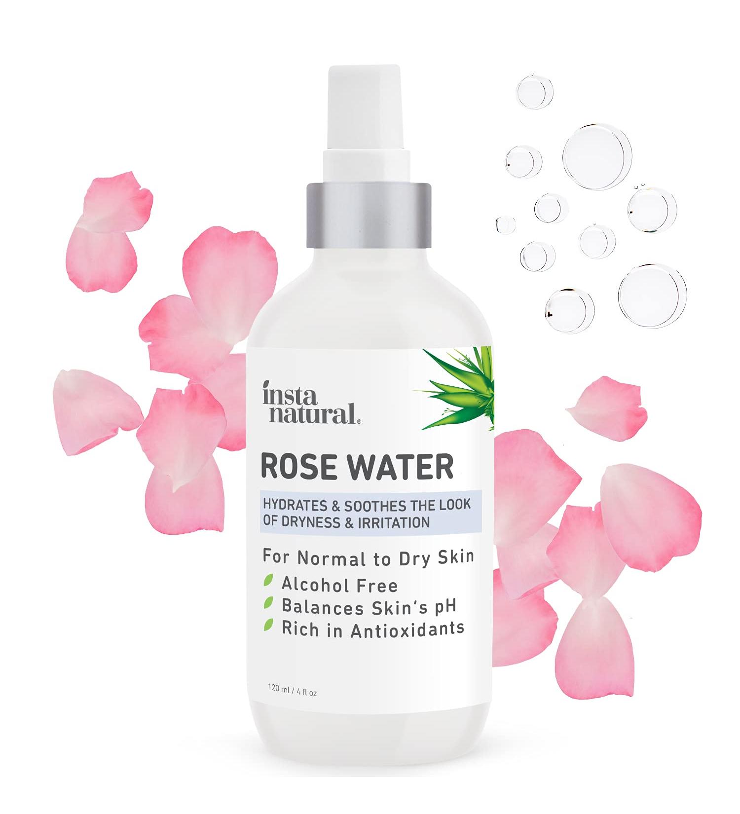 InstaNatural Organic Rose Water 4 fl oz - Alcohol-Free & Natural Skincare - Buy Online on SooperMarket.com