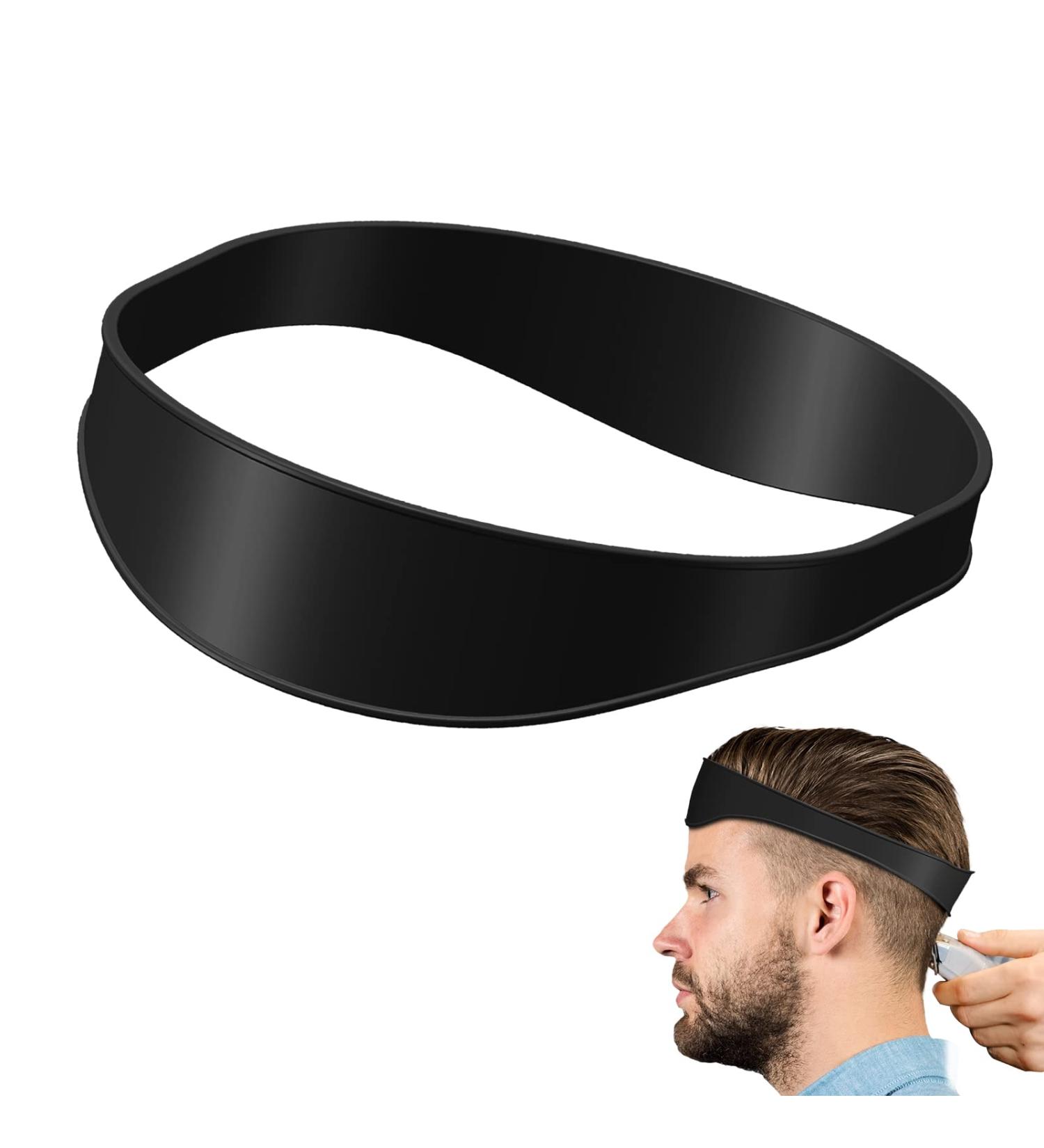 Hair Cutting Tool | Curved Silicone Haircut Band & Neckline Shaving Template | DIY Home Haircuts & Buzz Guide (Black - Buy Online on SooperMarket.com