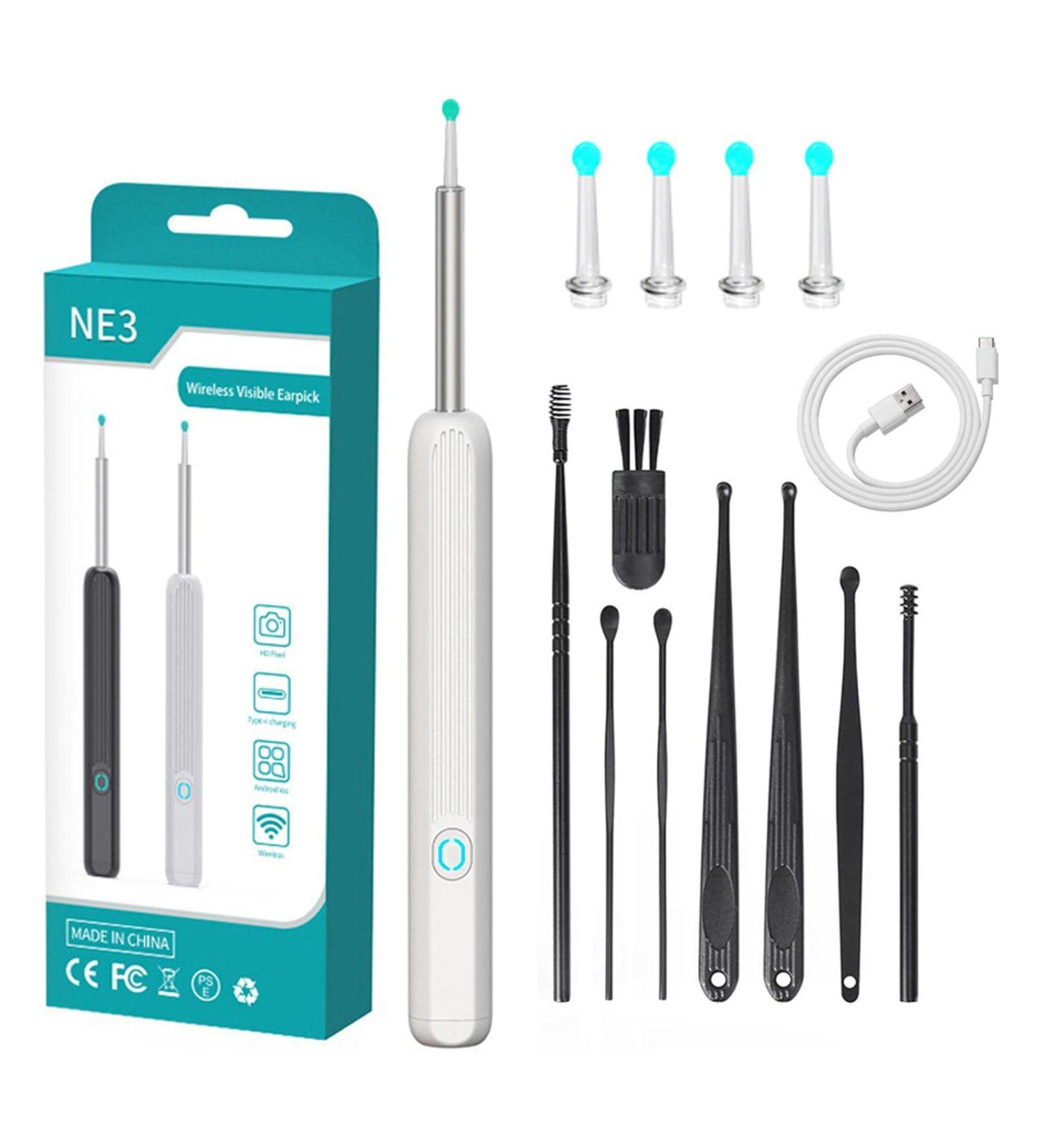 PLGEBR Ear Wax Remover Wireless Otoscope Earwax Removal Tool Camera WiFi Endoscope Cleaner with Visual LED Light Ear Scope HD Ear White+black free size - Buy Online on SooperMarket.com