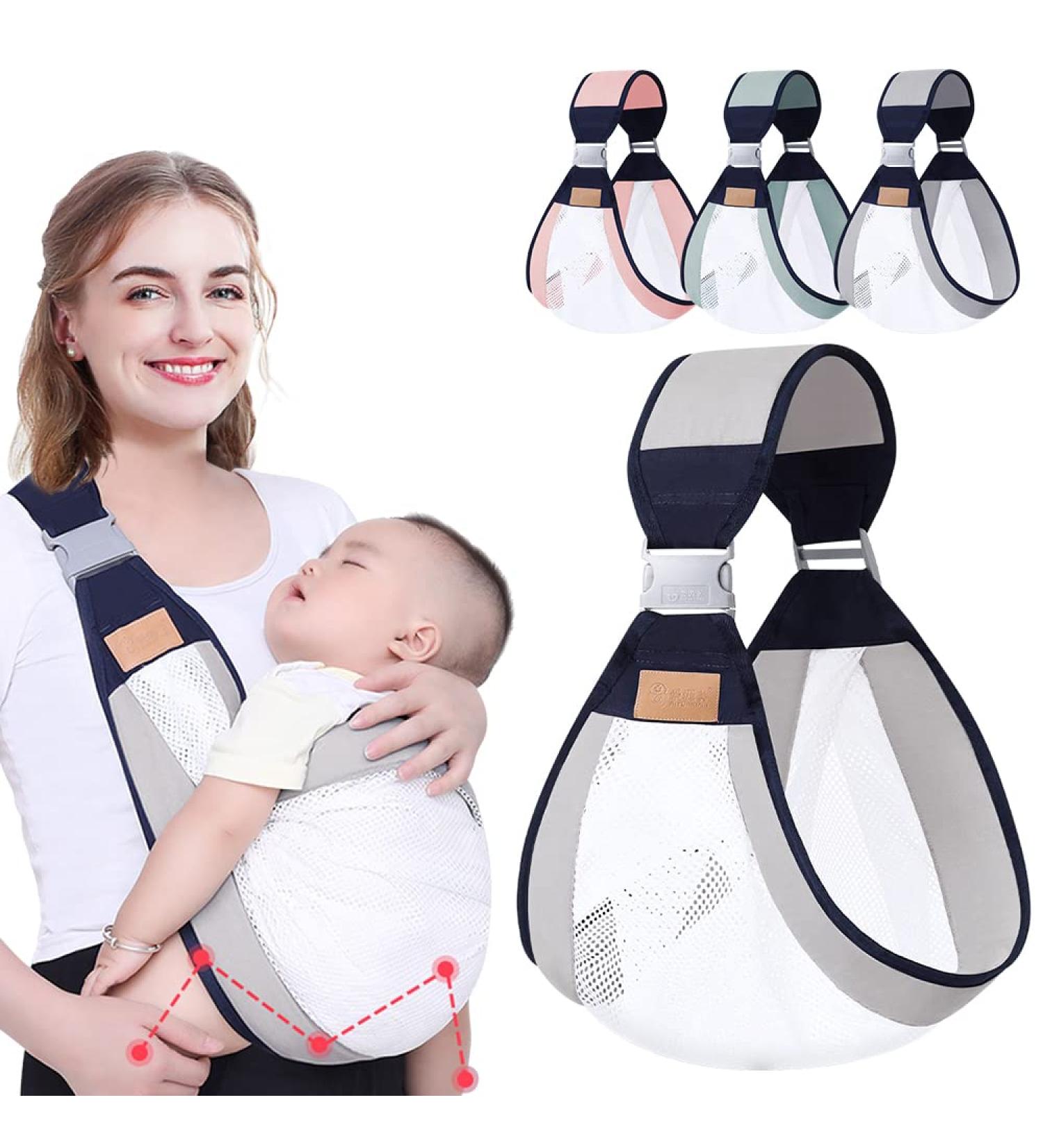 HINATAA Breathable Baby Sling | Adjustable Baby Carrier Wrap with Quick Dry Thick Shoulder Straps for 0-36 Months Baby - Grey b - Buy Online on SooperMarket.com