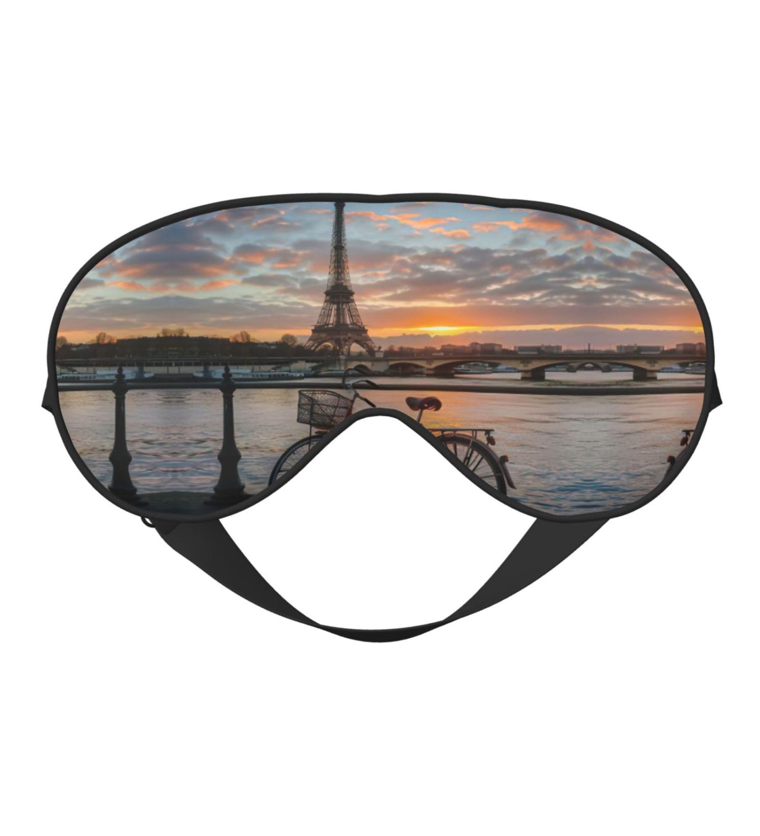 Eiffel Tower Bike Sleep Mask - Adjustable Breathable Eye Mask for Ultimate Comfort - Fashionable Travel Accessory - Buy Online on SooperMarket.com