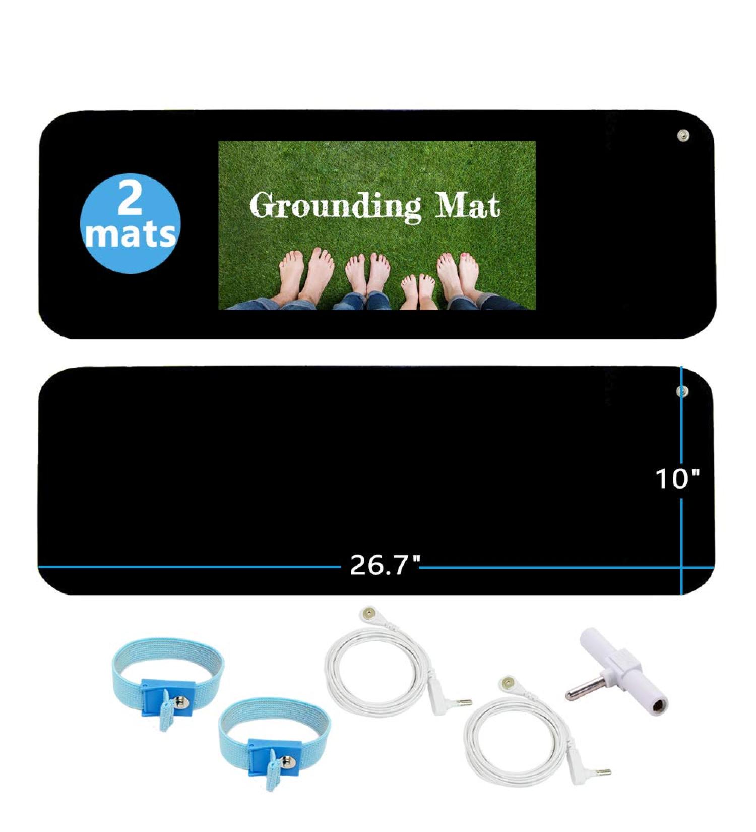 Grounding Mat Kit (2 Pack)-2 Grounding Mats (10 x 26.7") with Grounding Adapter 2 Straight Cords (15ft) and 2 Grounding Wristbands Indoor Grounding for Full Body Balance & Wellness Support - Buy Online on SooperMarket.com