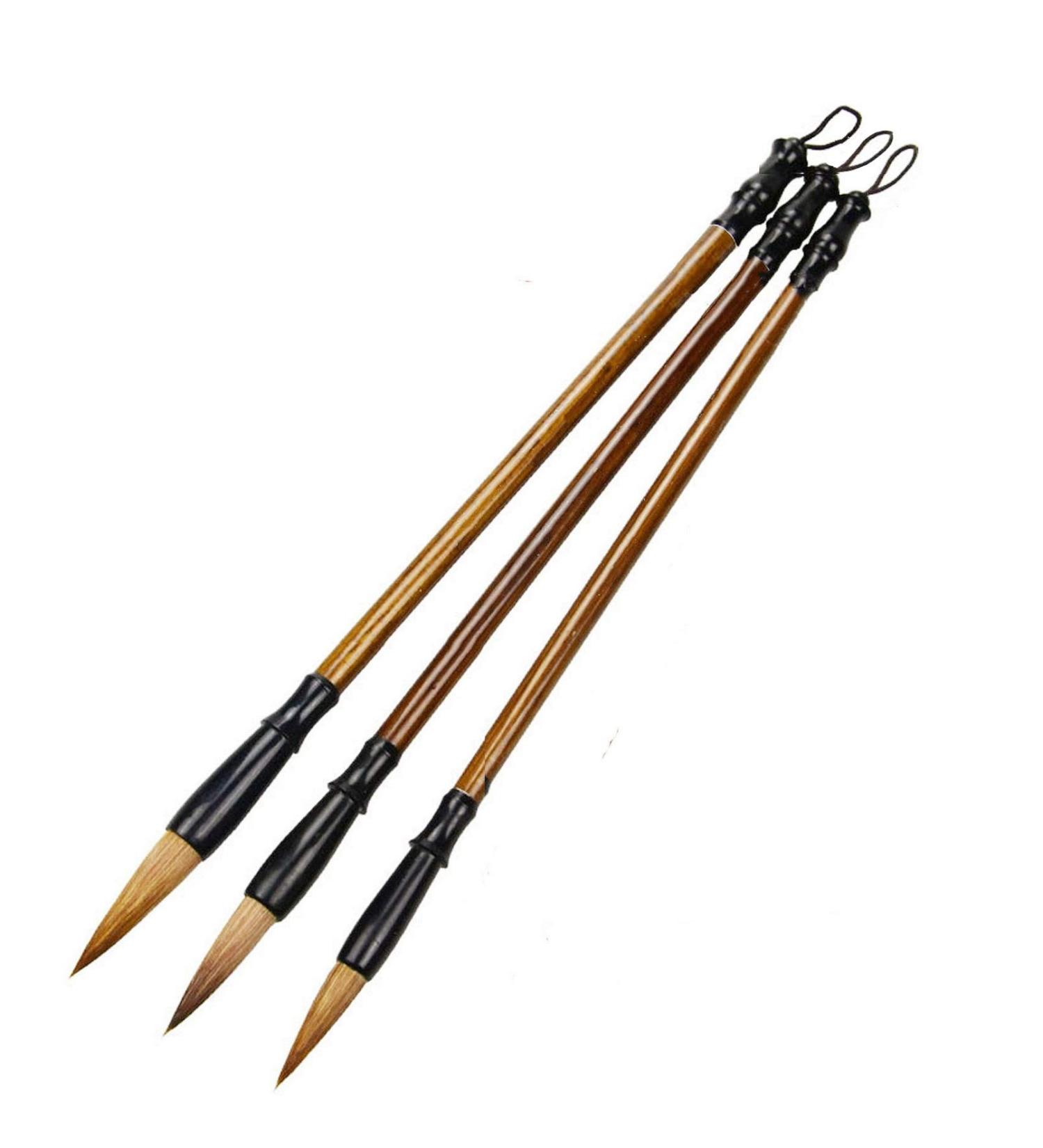 Chinese Calligraphy Brush Set - Professional Green Wolf Bamboo Brushes for Writing, Drawing, Watercolor Ink, Sumi Painting - Ideal for Beginners and Experts - Buy Online on SooperMarket.com