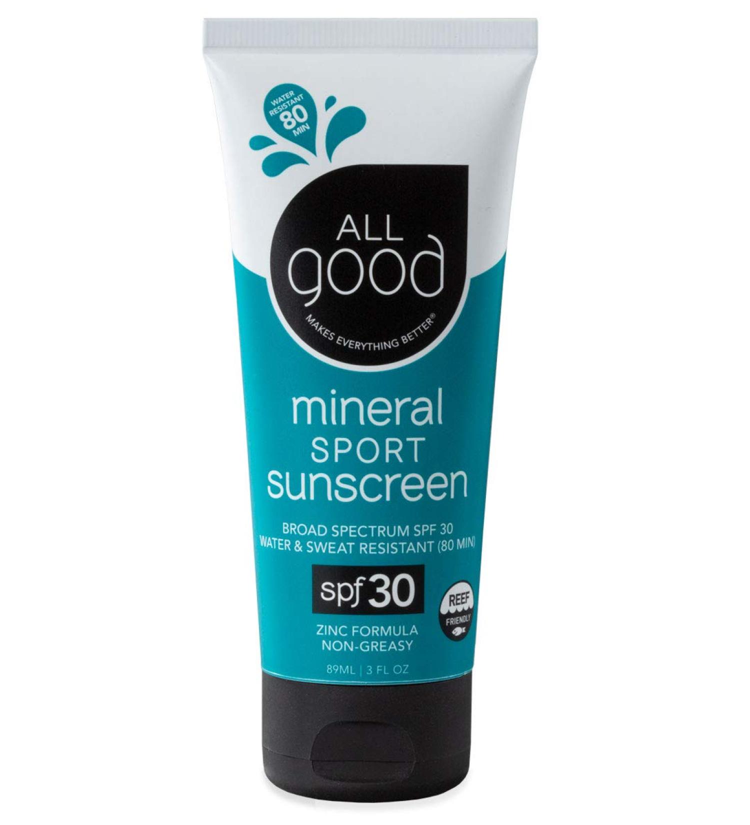 All Good Sport Sunscreen Lotion SPF 30+ | UVAUVB, Water Resistant, Coral Reef Friendly, Zinc & Natural Ingredients (3 oz) - Buy Online on SooperMarket.com