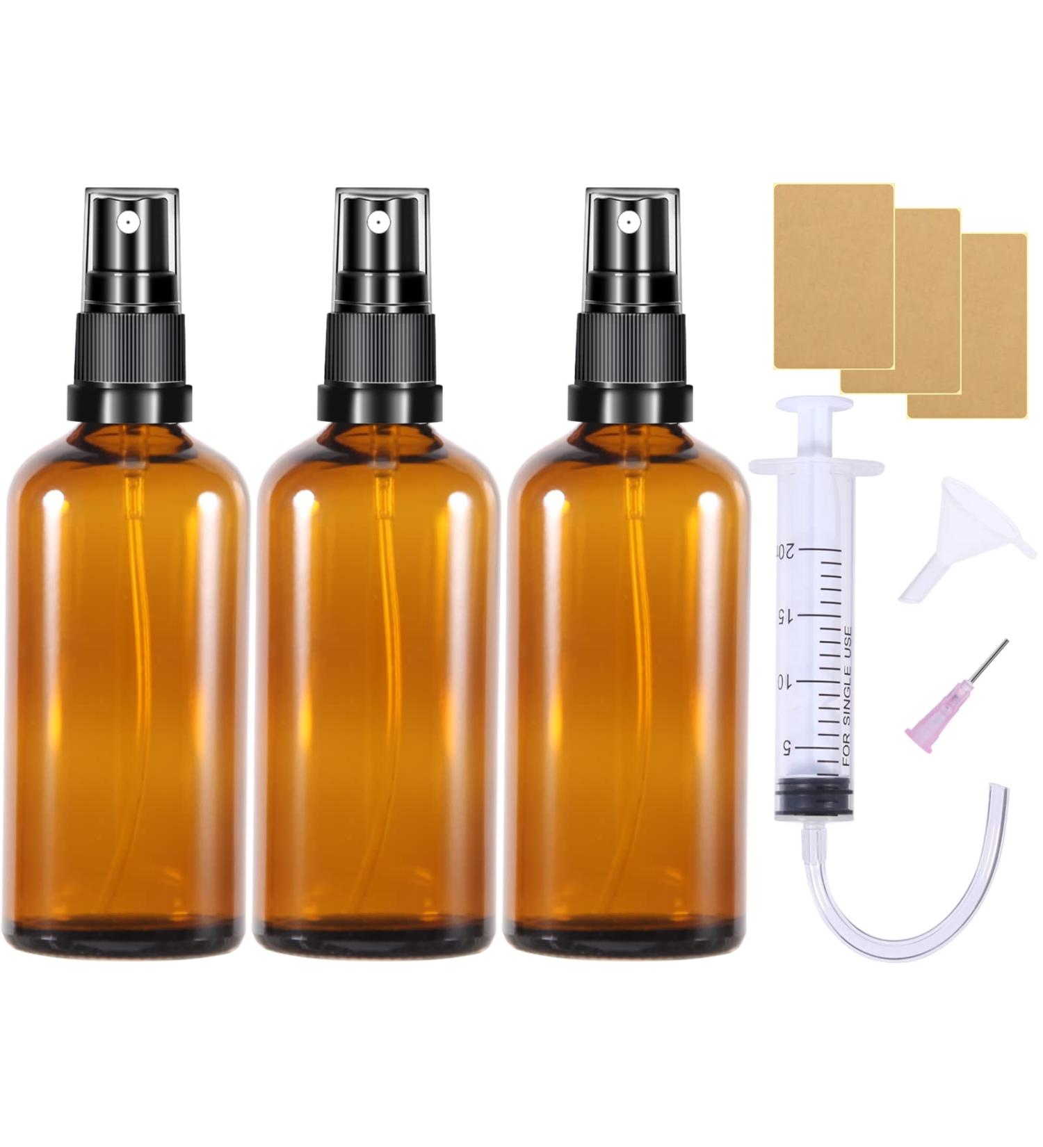 100ml Glass Spray Bottles - Set of 3 - Ideal for Cosmetics Oils & Perfumes - Brown Pharmacist Bottles for Easy Filling - International Shipping Available - Buy Online on SooperMarket.com