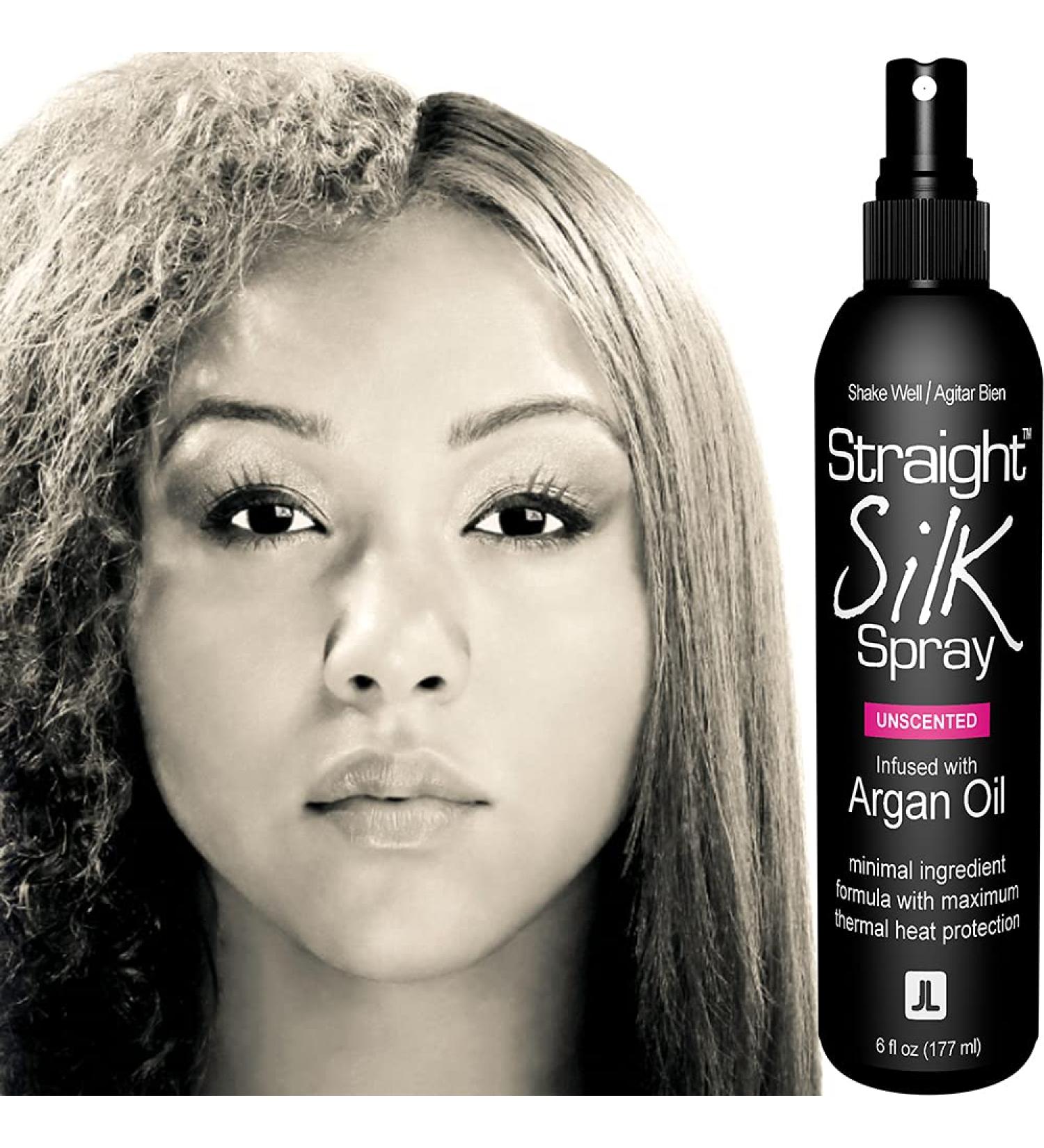 Moroccan Argan Oil Straight Silk Spray (6oz) | Heat Protectant up to 450 F | Alcohol-Free Hair Straightener & Detangler | Made in USA - Buy Online on SooperMarket.com